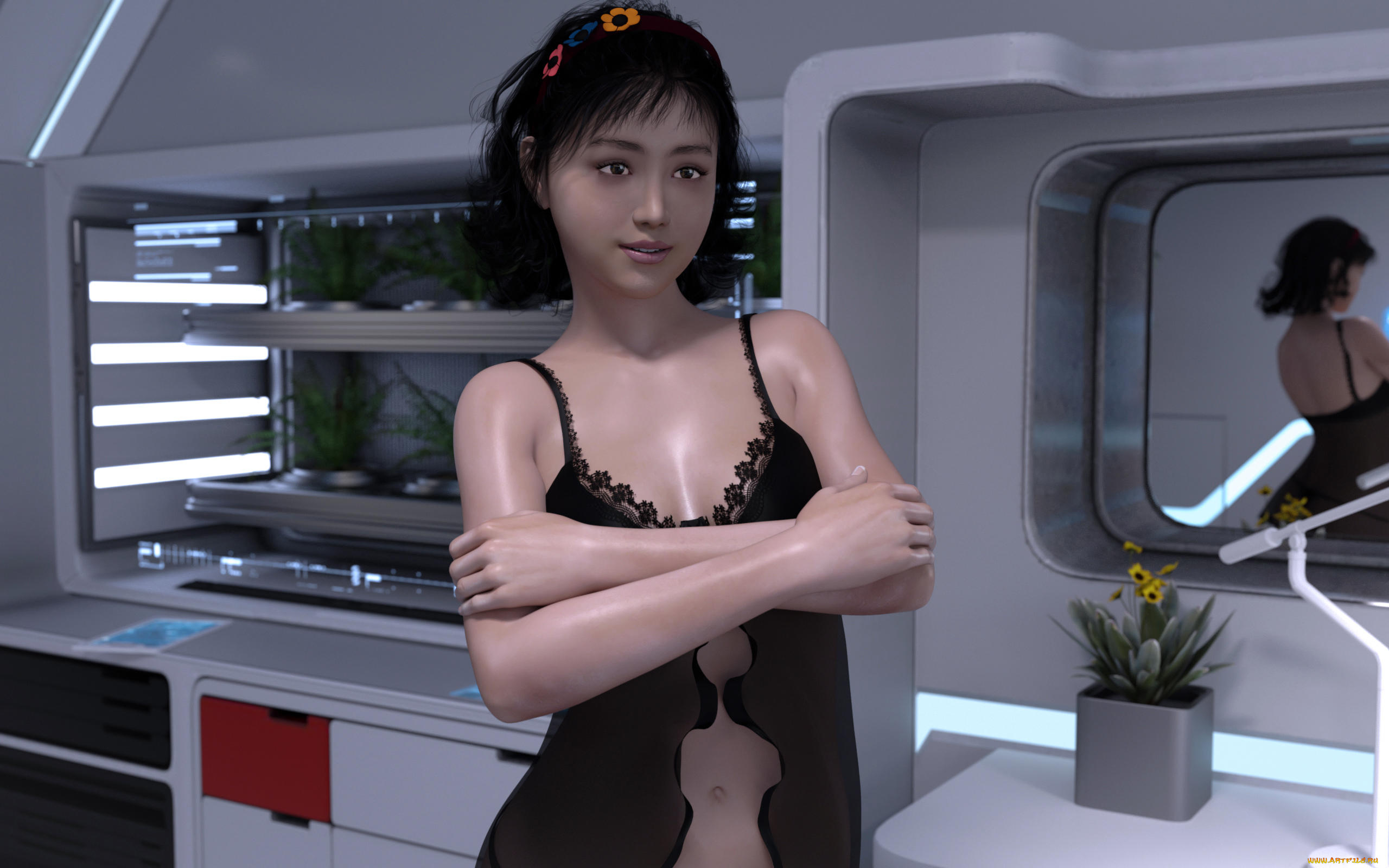 3д, графика, фантазия, , fantasy, фон, взгляд, девушка