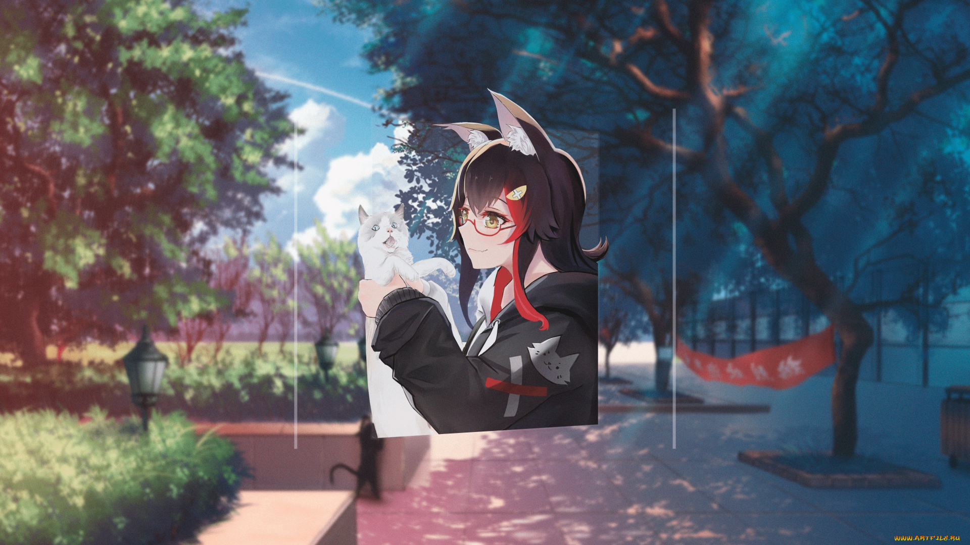 аниме, животные, , существа, девушка