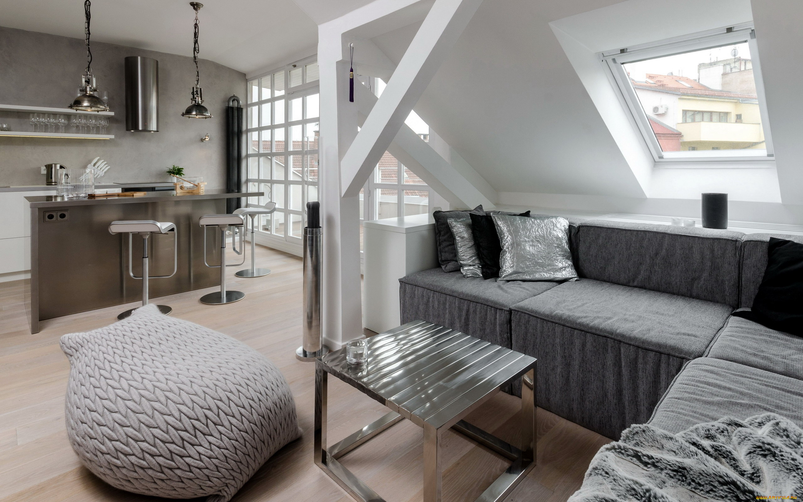 интерьер, гостиная, мягкий, уголок