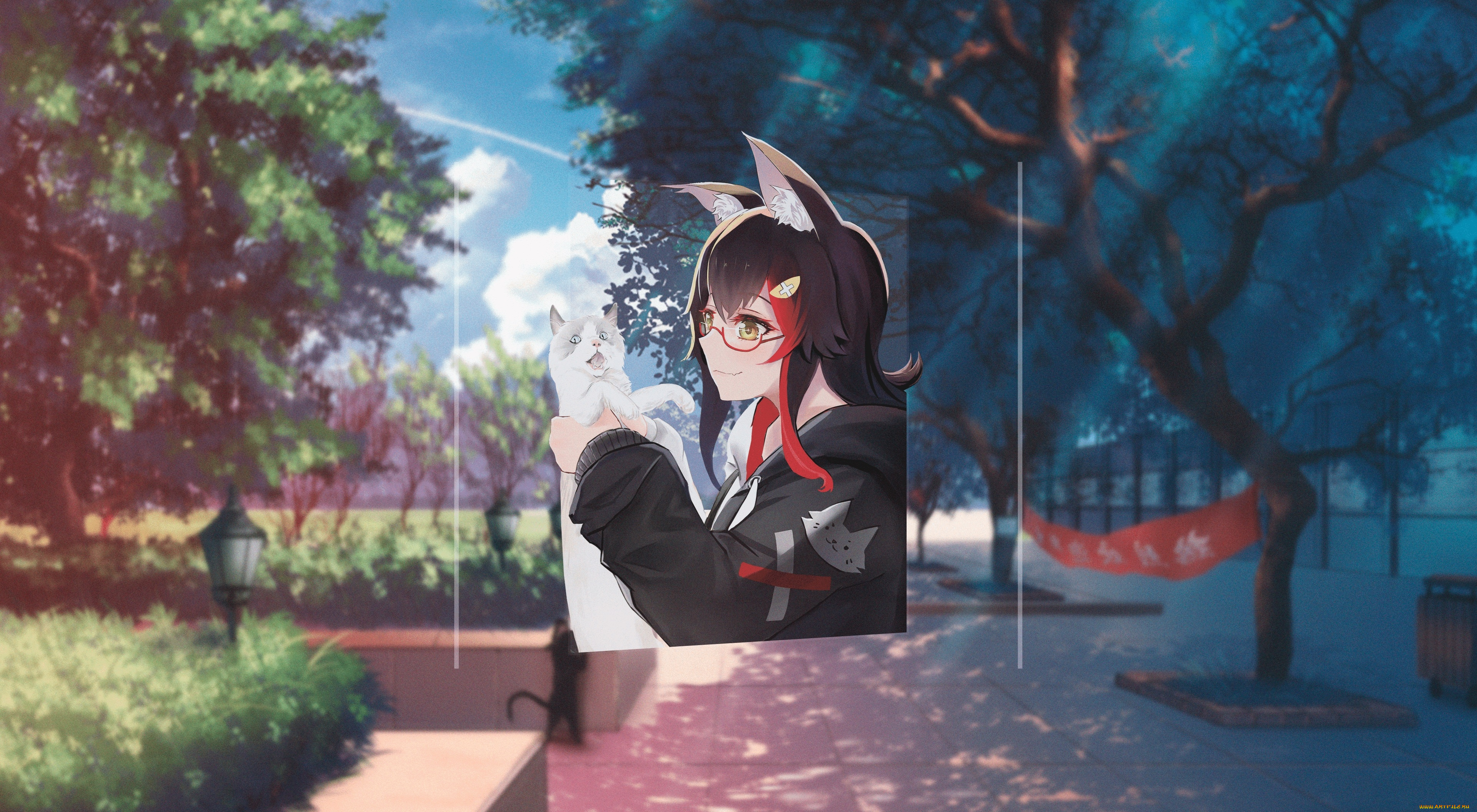 аниме, животные, , существа, девушка