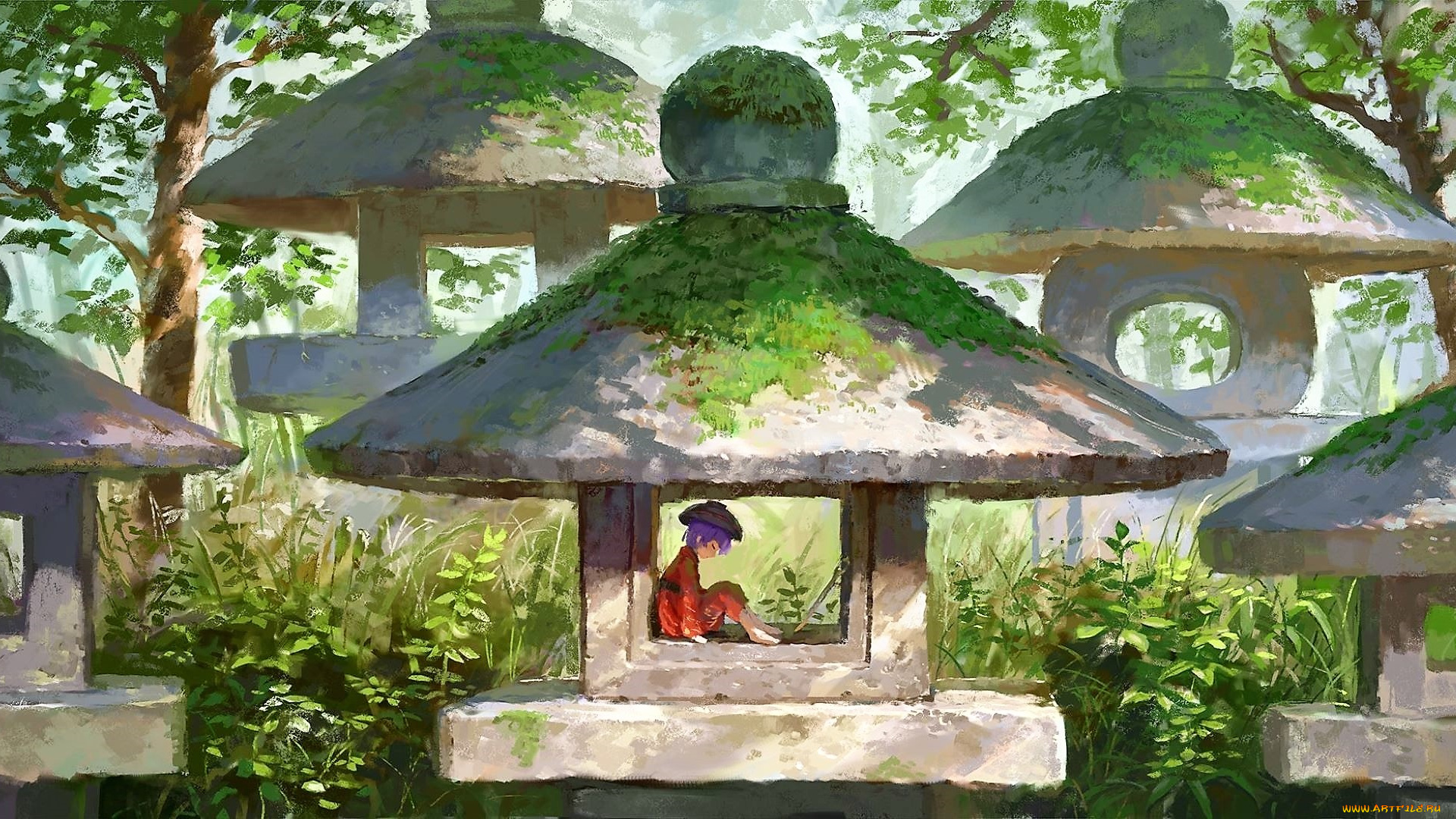 аниме, город, , улицы, , интерьер, , здания, ребенок, постройки