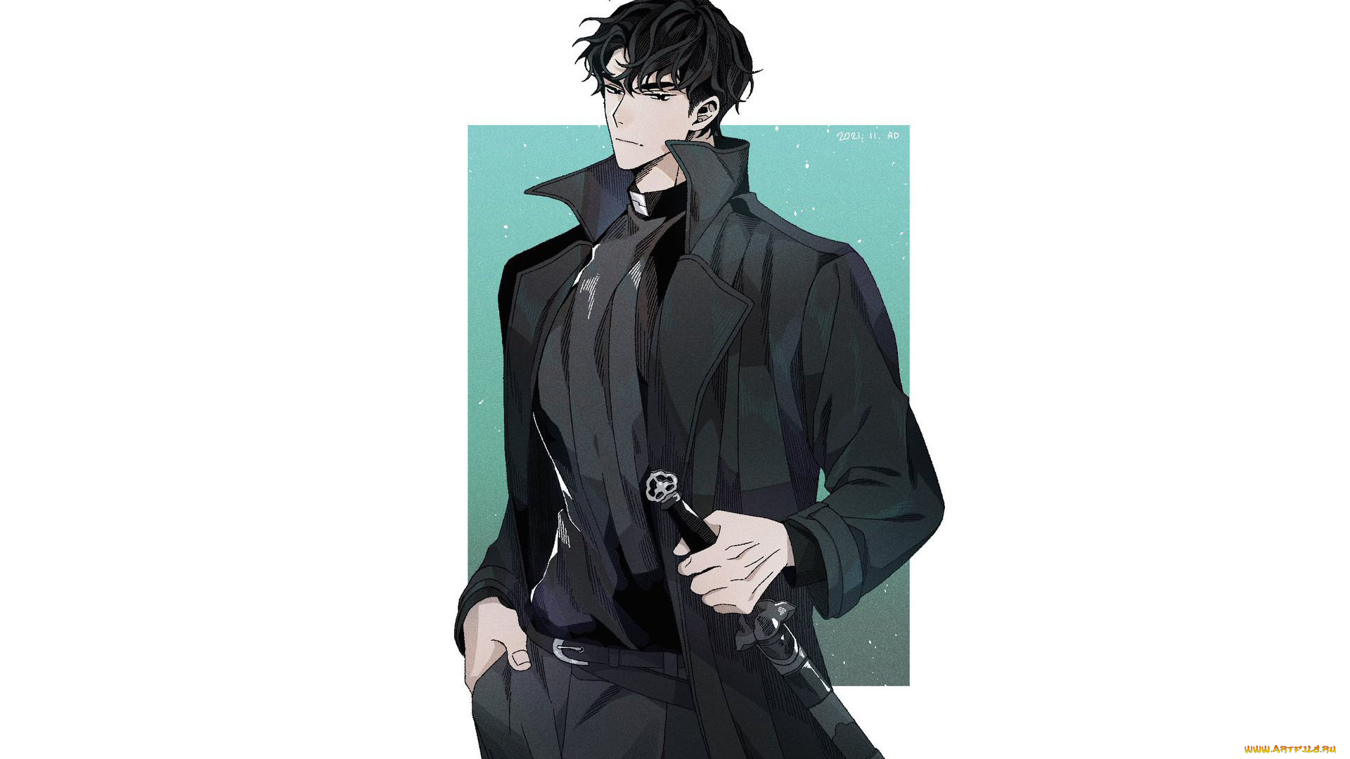 аниме, unknown, , другое, , парень, плащ, меч