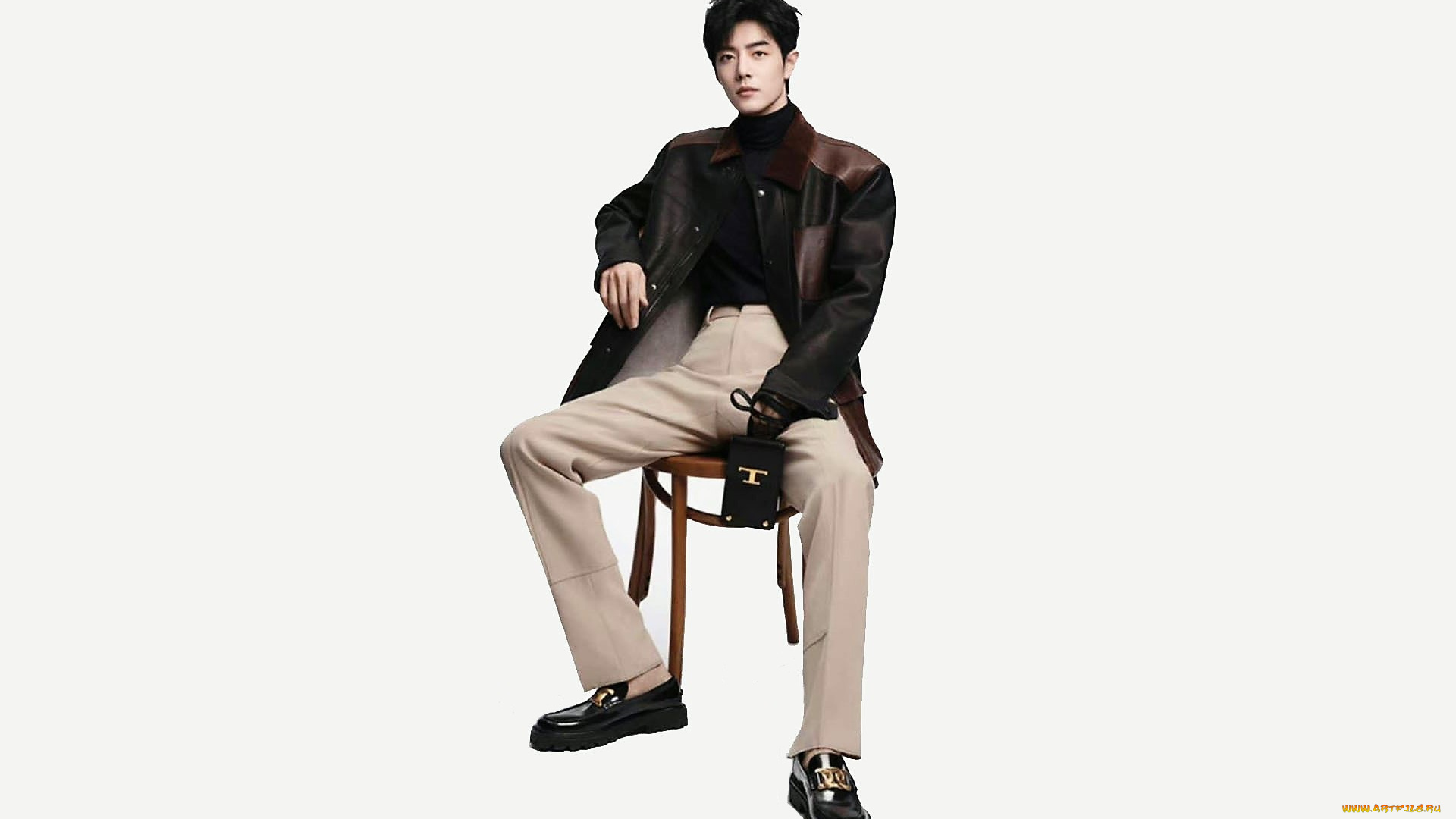 мужчины, xiao, zhan, актер, куртка, брюки, сумка, стул