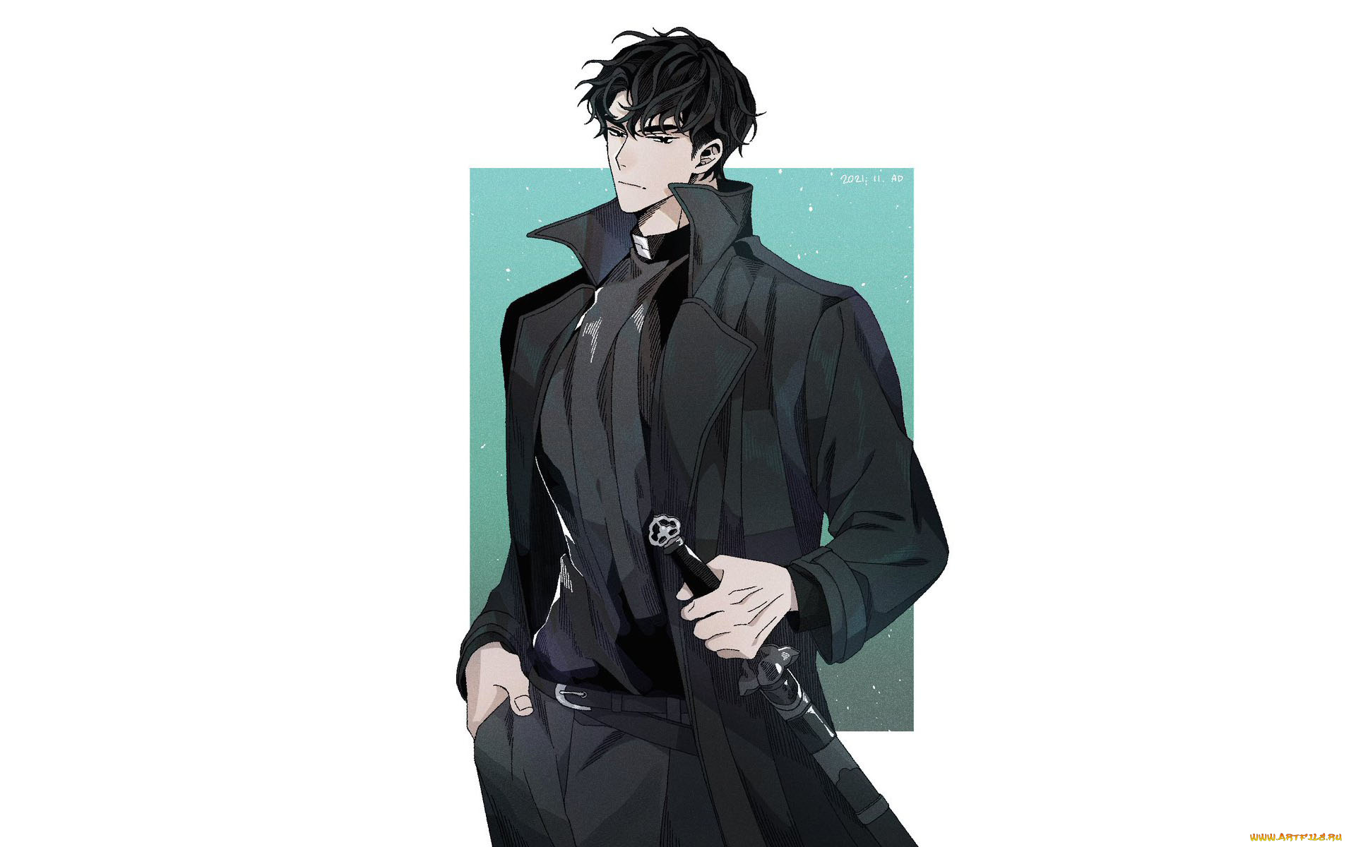 аниме, unknown, , другое, , парень, плащ, меч