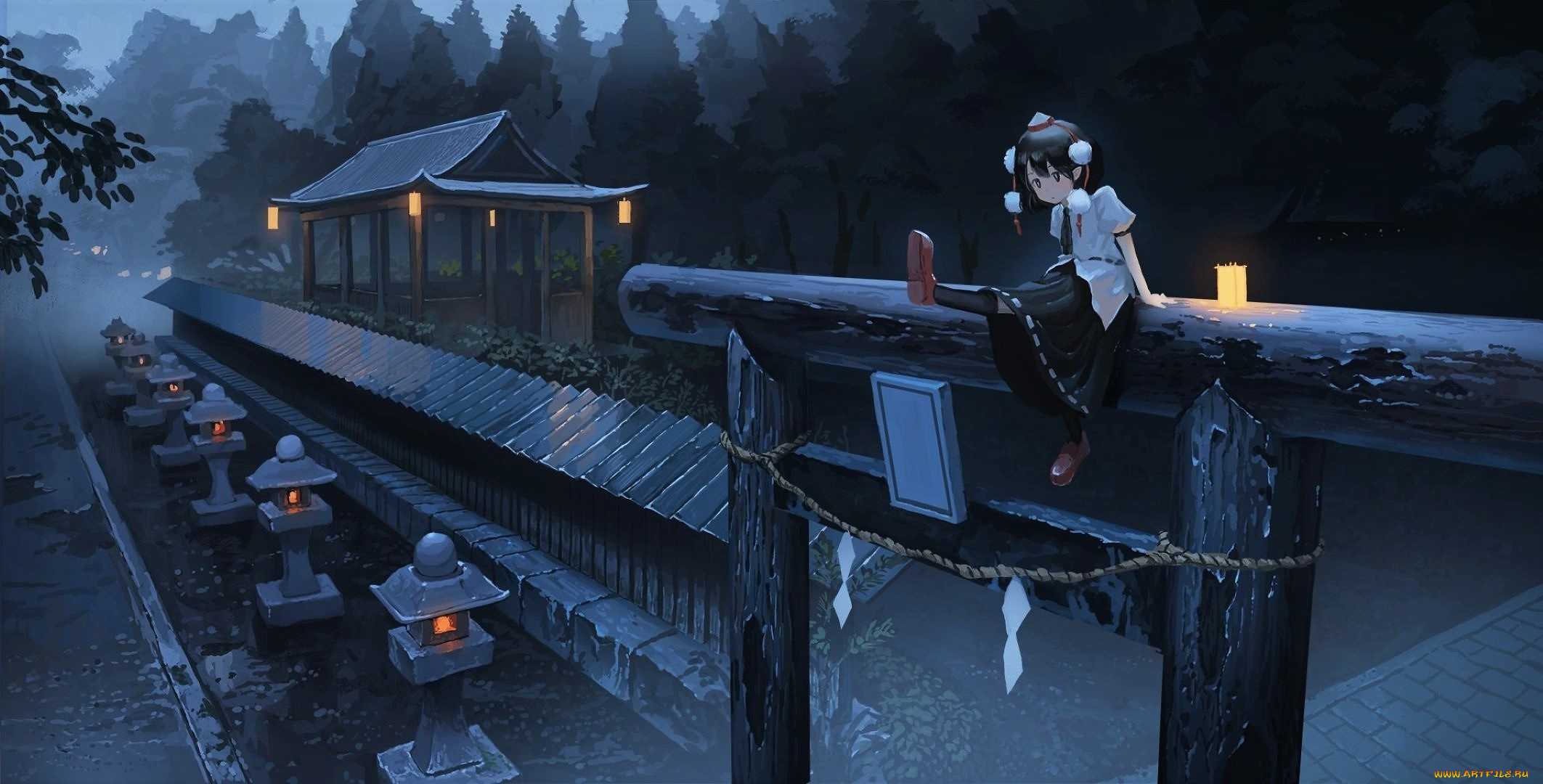 аниме, город, , улицы, , интерьер, , здания, девочка, ворота, постройки