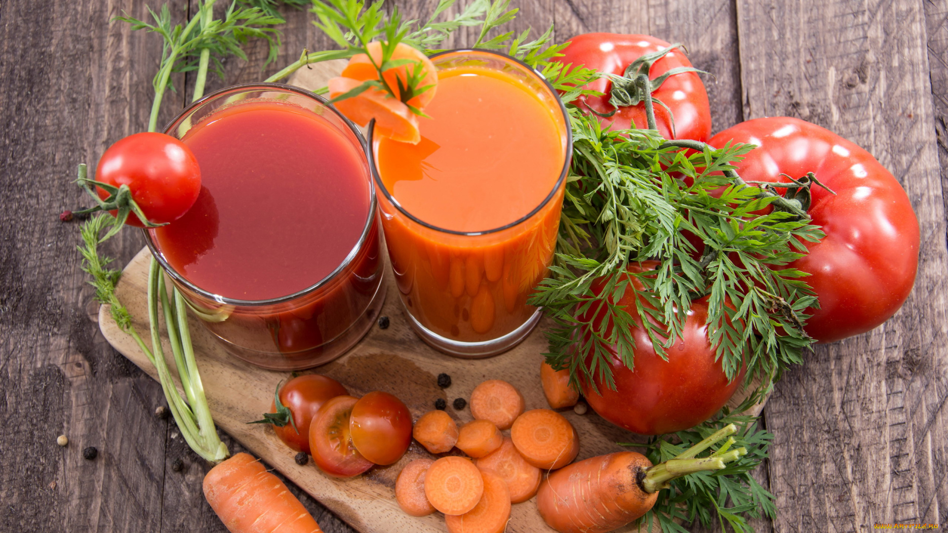 еда, напитки, , сок, морковь, помидоры, сок, морковный, томатный, укроп