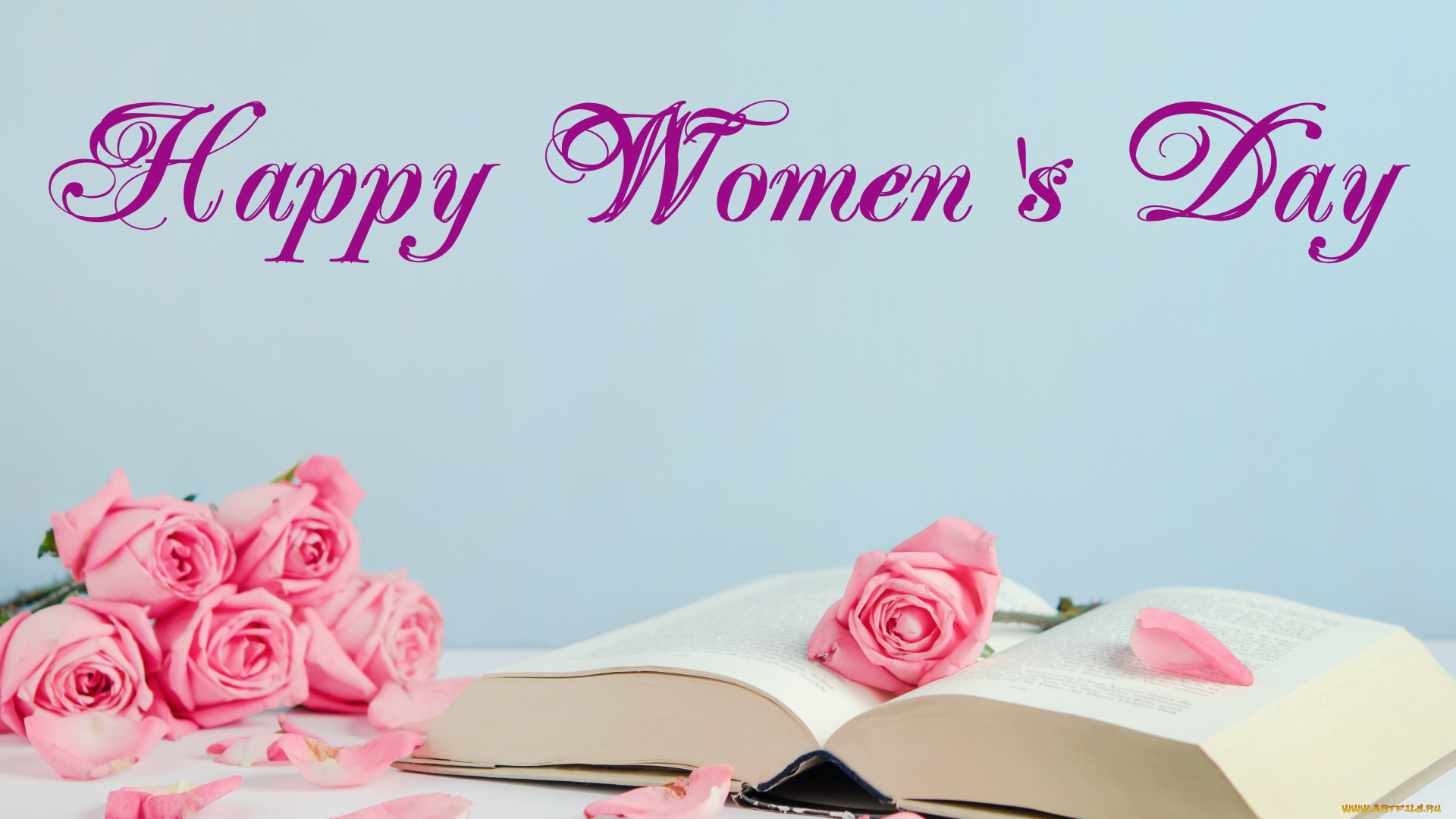праздничные, международный, женский, день, -, 8, марта, розы, лепестки, книга