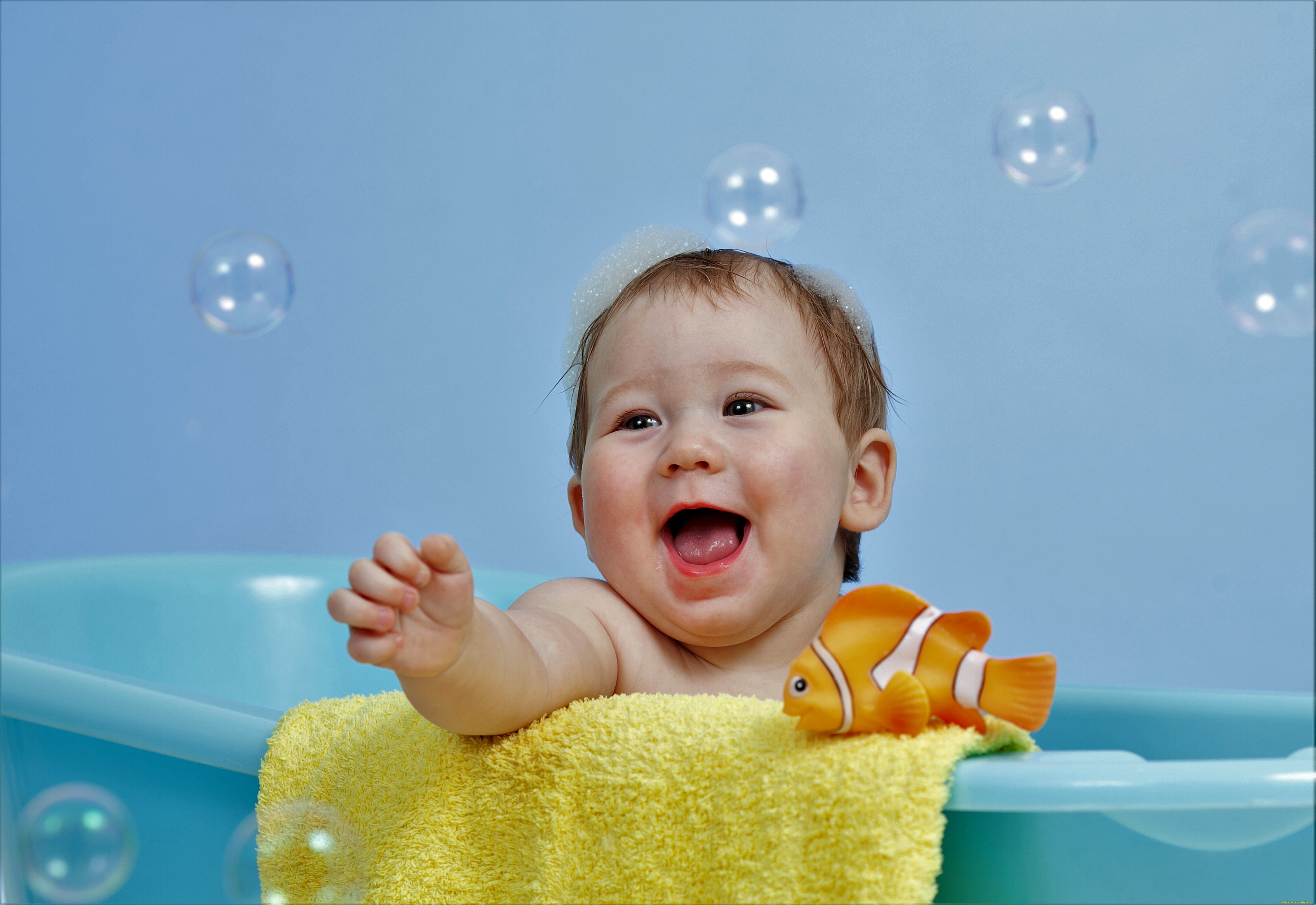 разное, дети, ребенок, пузыри, ванна, рыбка, полотенце