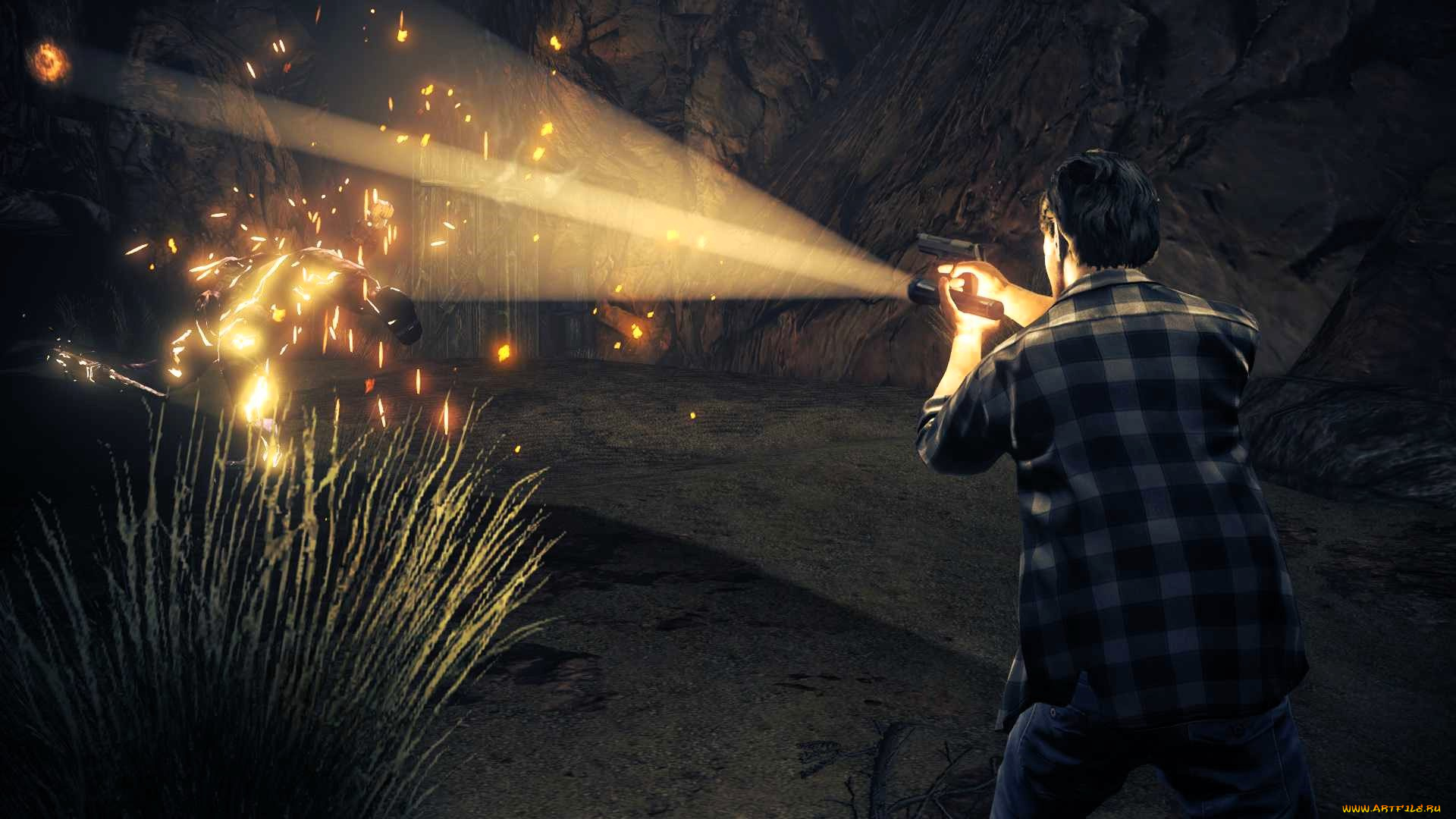 видео, игры, alan, wake`s, american, nightmare, мужчина, фонарь, оружие, нежить
