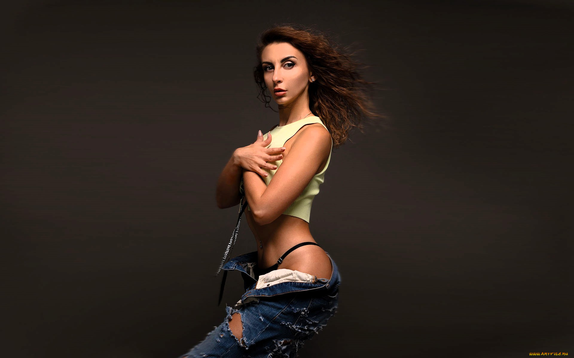 девушки, наталья, анпилогова, шатенка, топ, джинсы, белье