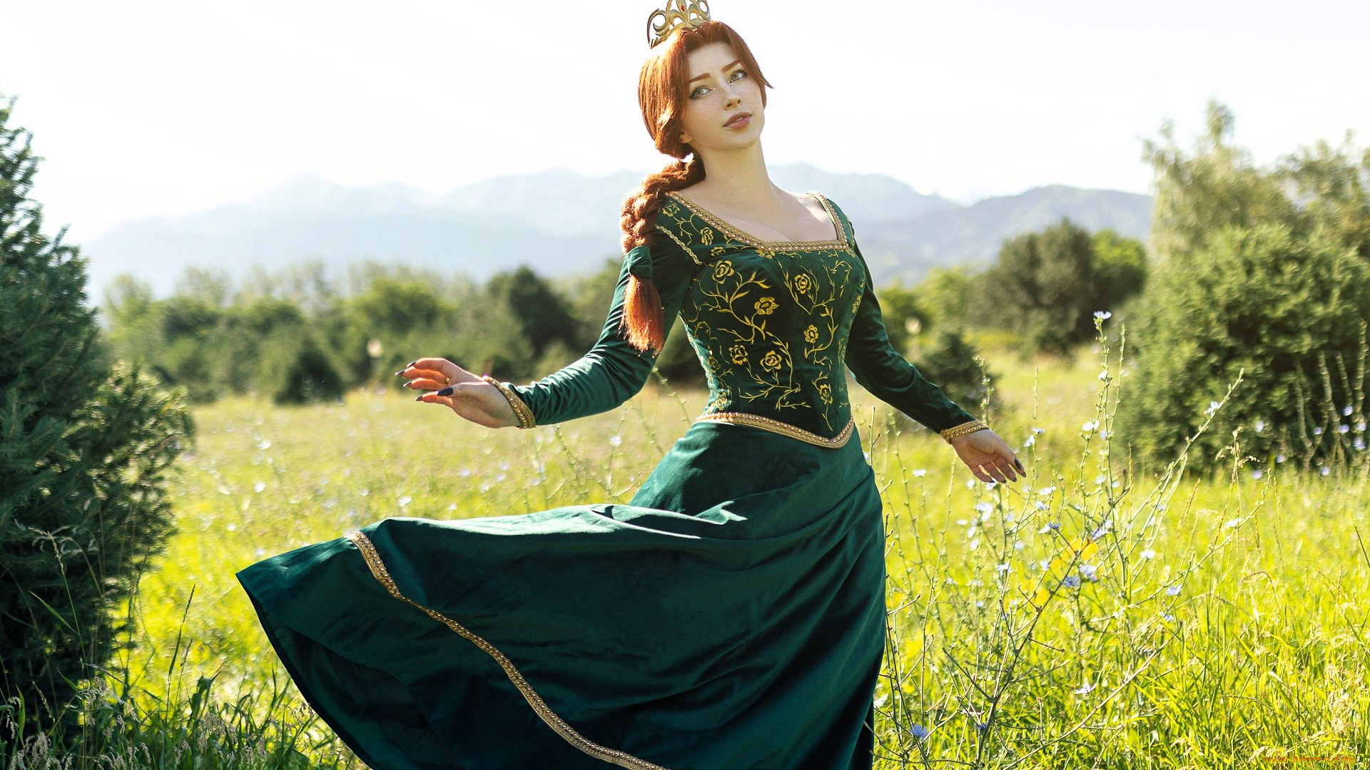 девушки, мария, давыдова, , lady, melamory, образ, косплей, наряд, костюм, платье, лужайка, деревья