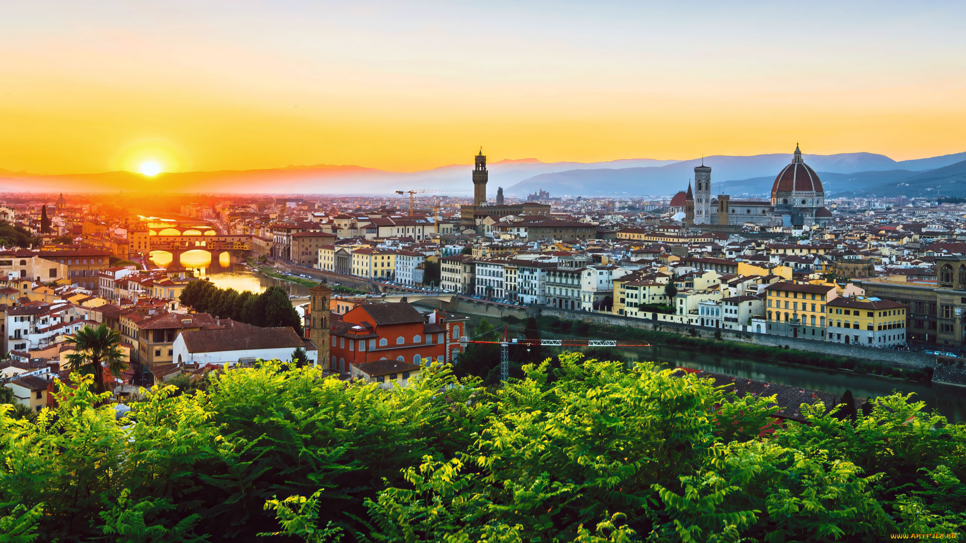 города, флоренция, , италия, панорама