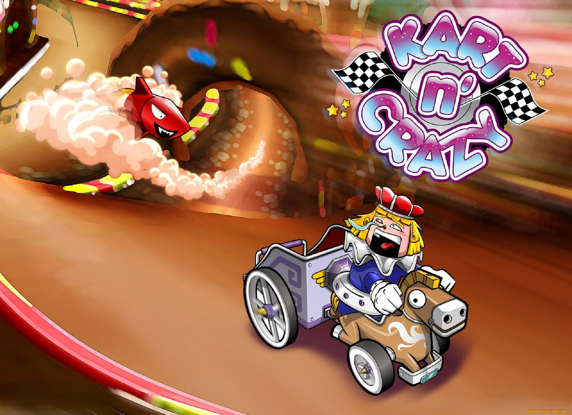 видео, игры, kart, n`, crazy, карета, король, ракета, тоннель, погоня