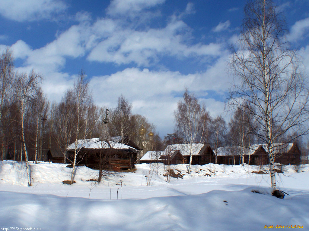 кострома, музей, деревянного, зодчества, зима, города, другое