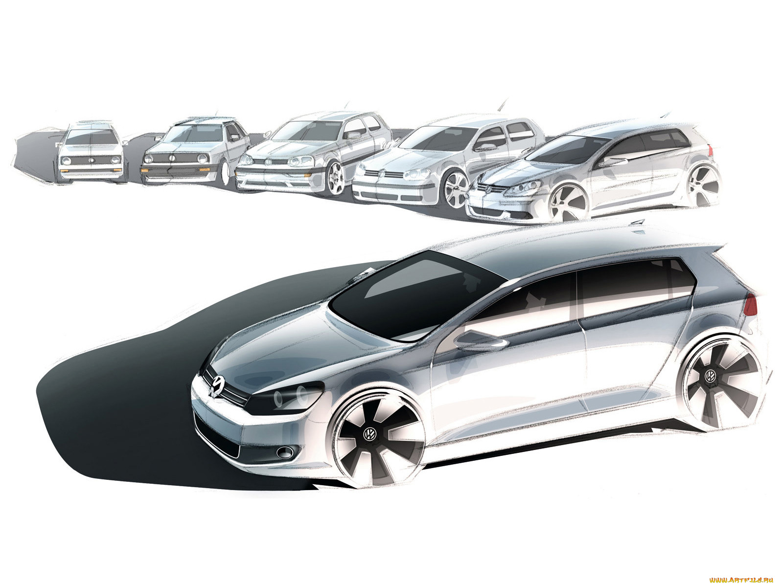 автомобили, рисованные