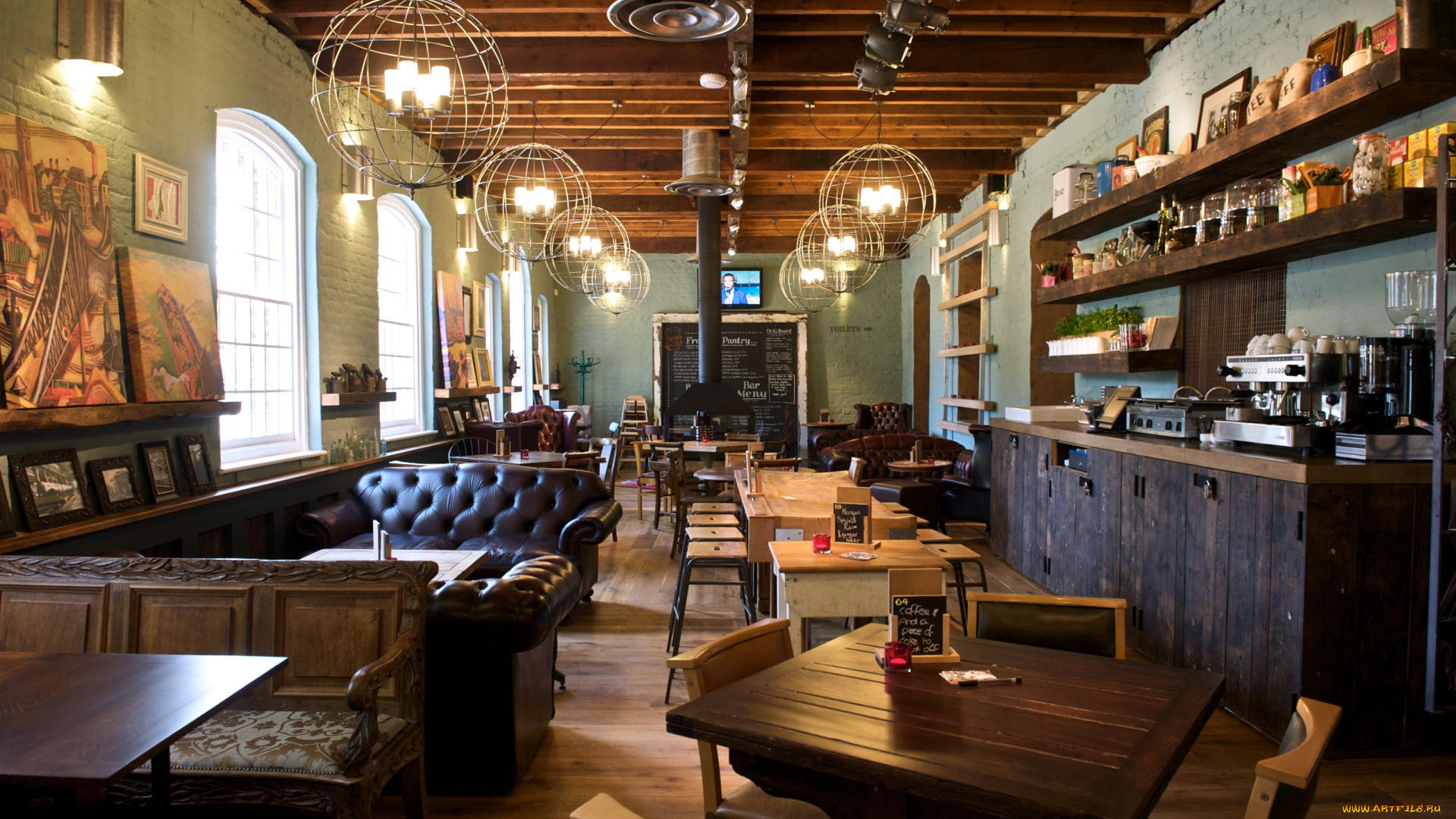 интерьер, кафе, рестораны, отели, люстры, бар, столики, диваны