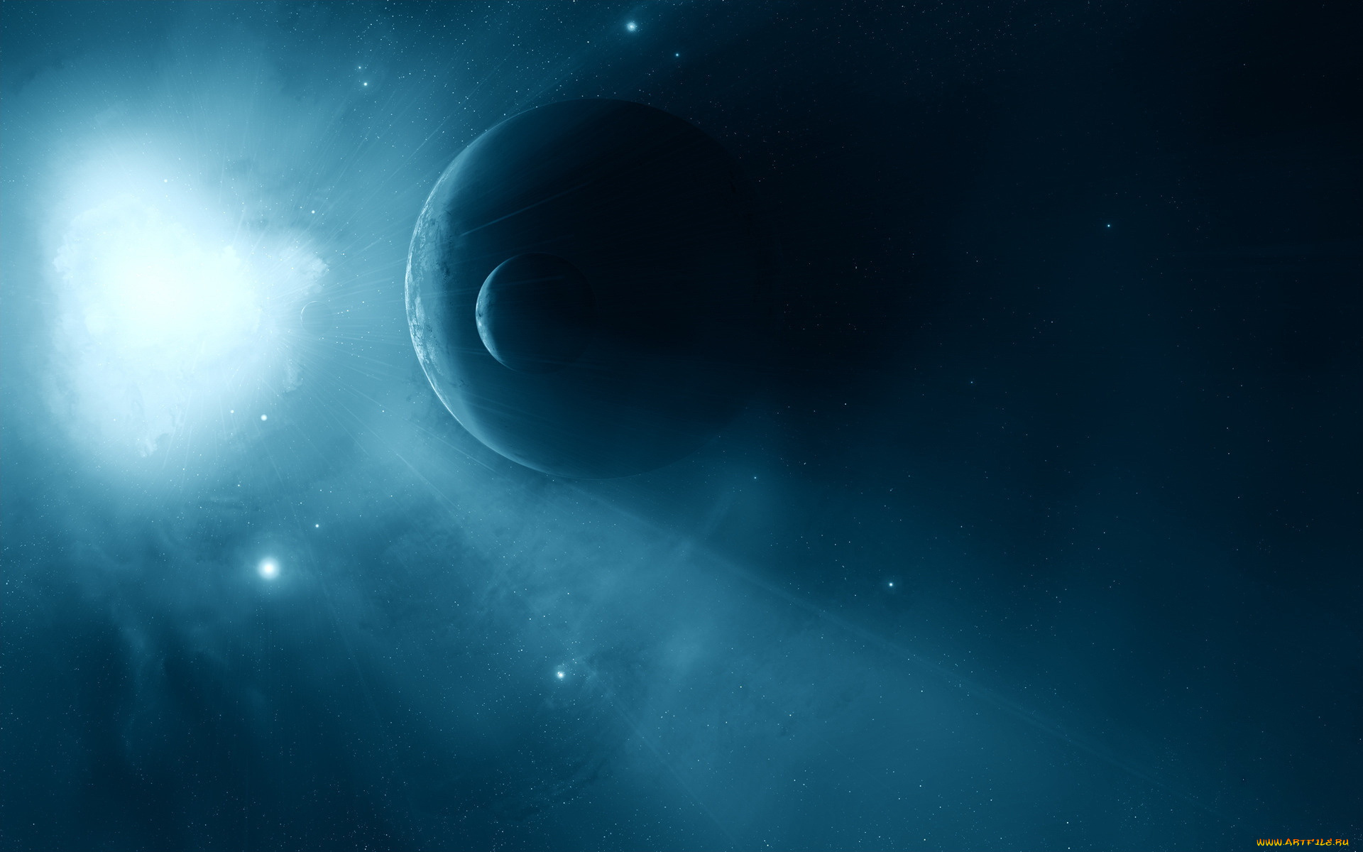 космос, арт, звезды, планеты