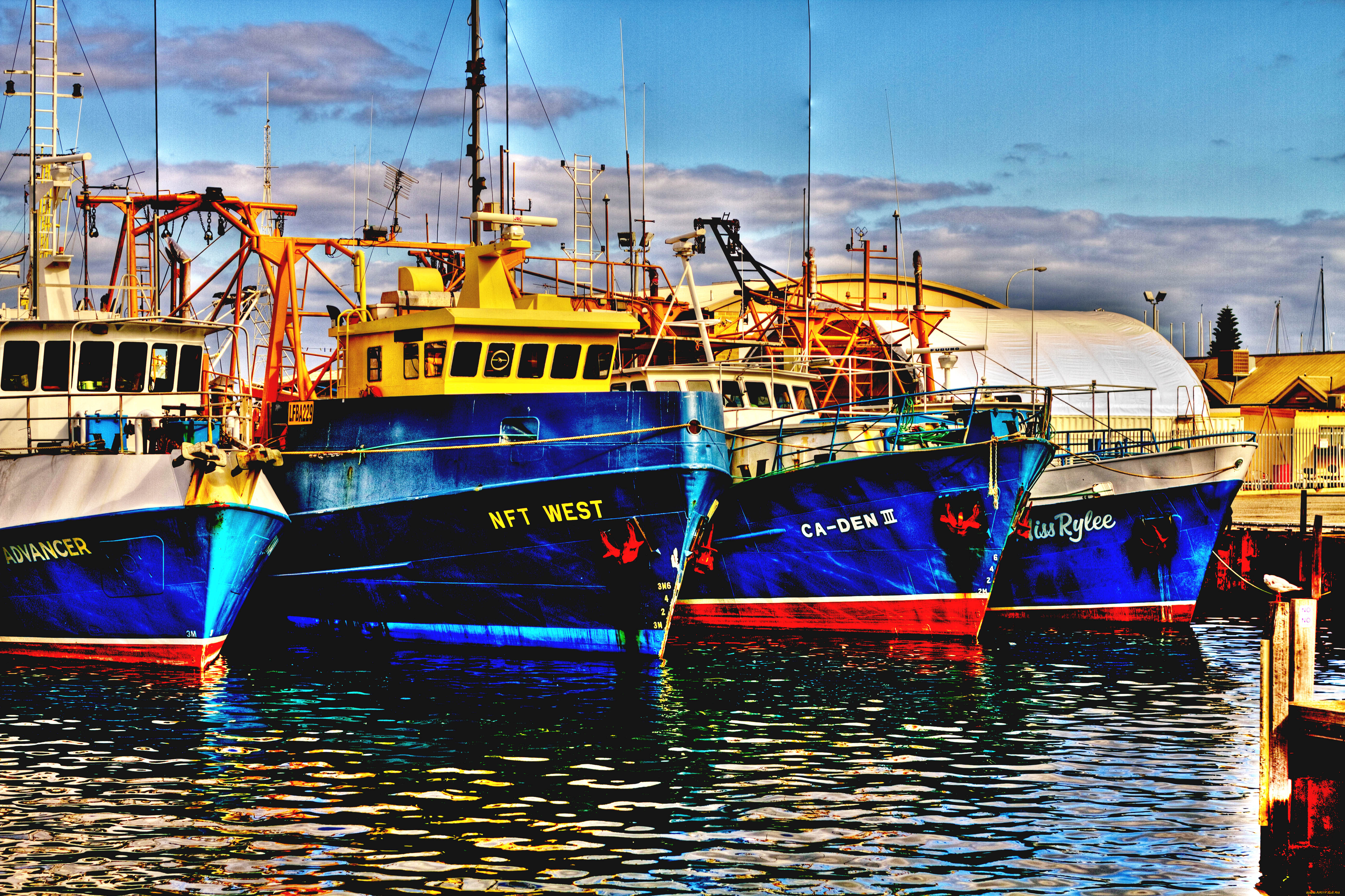 корабли, порты, причалы, рыболовные, суда