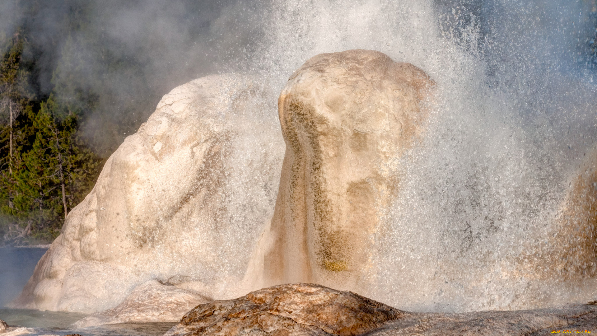 природа, стихия, гейзер, сша, штат, вайоминг