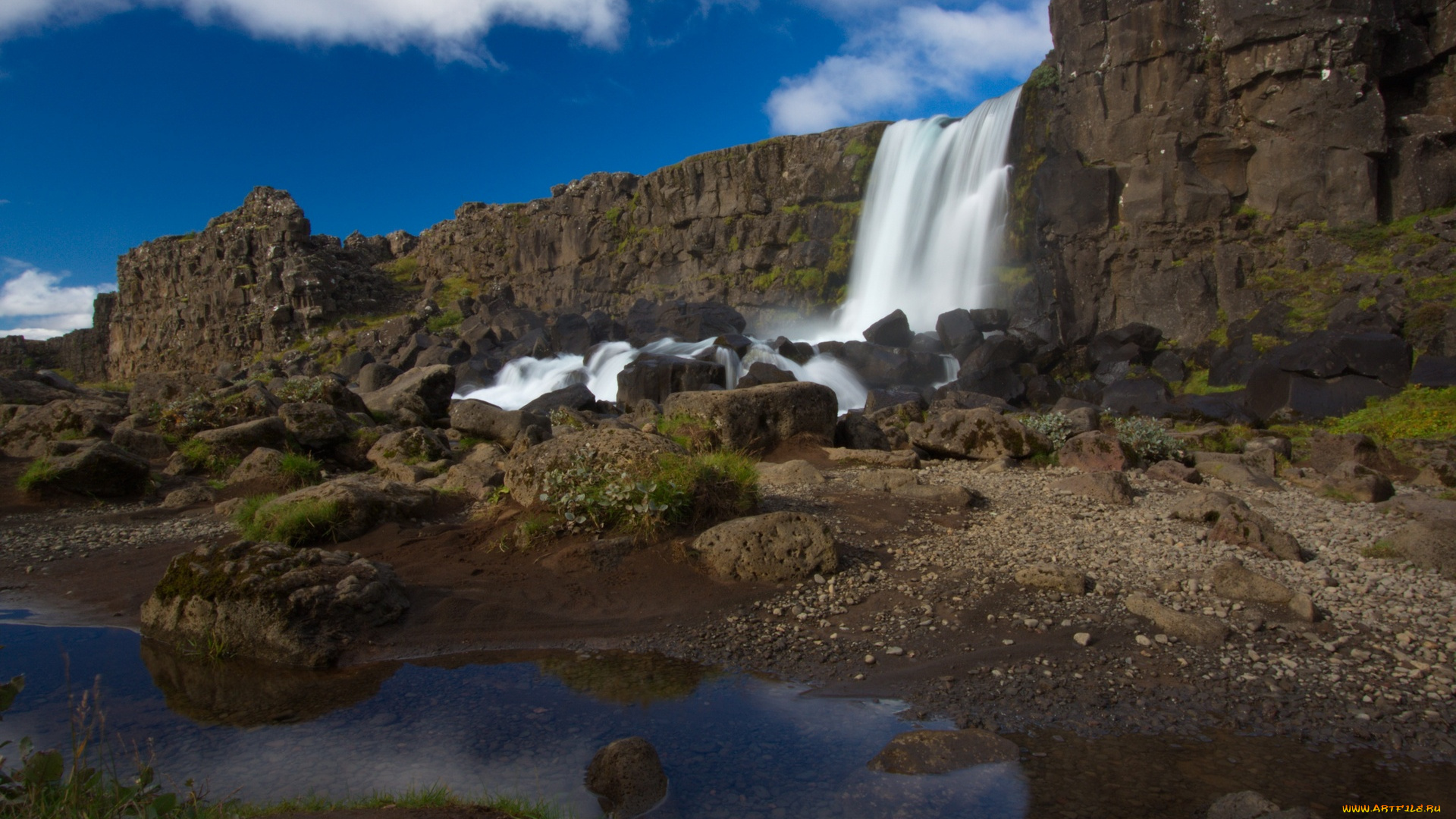 природа, водопады, вода, поток