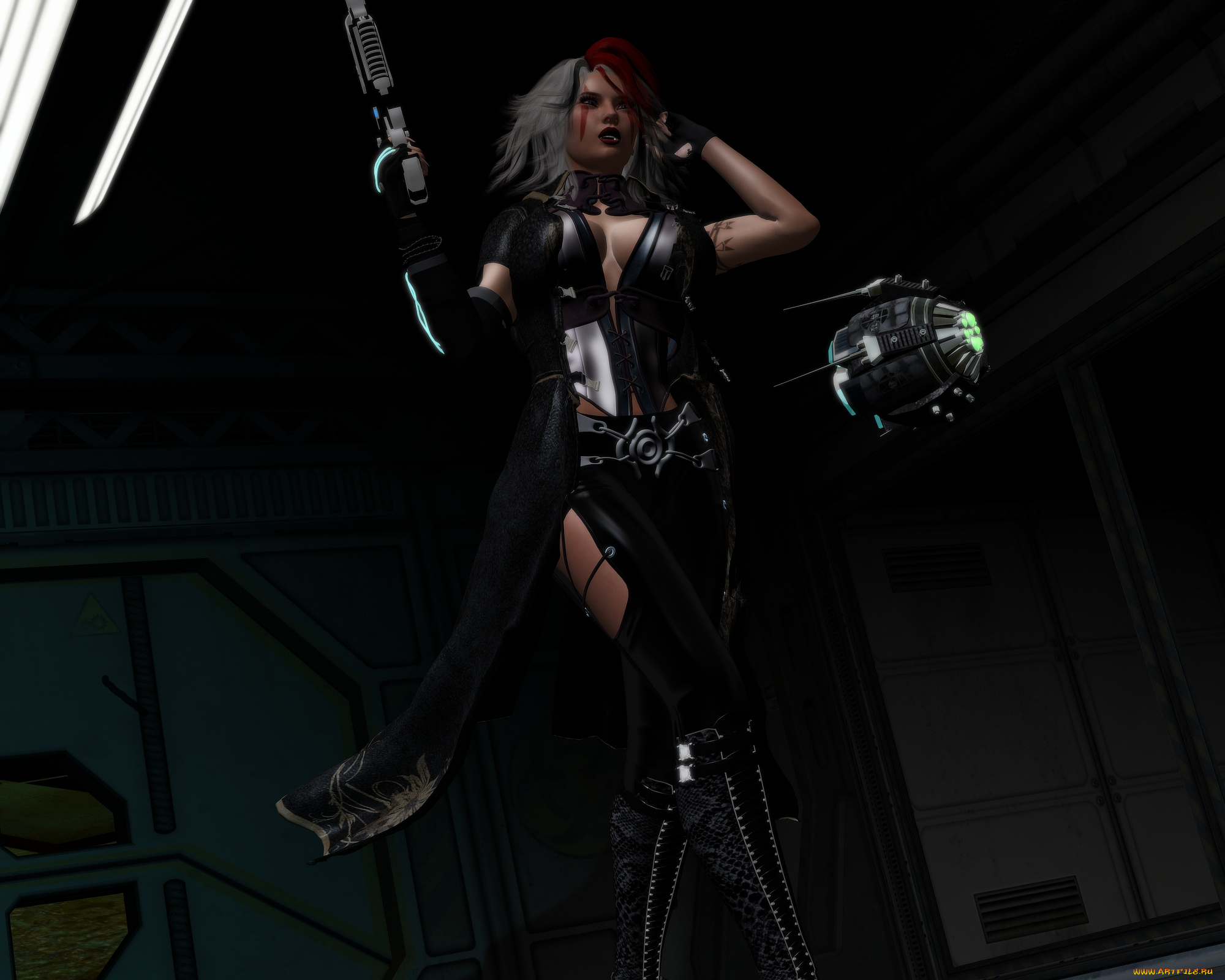 3д, графика, fantasy, фантазия, спусник, девушка