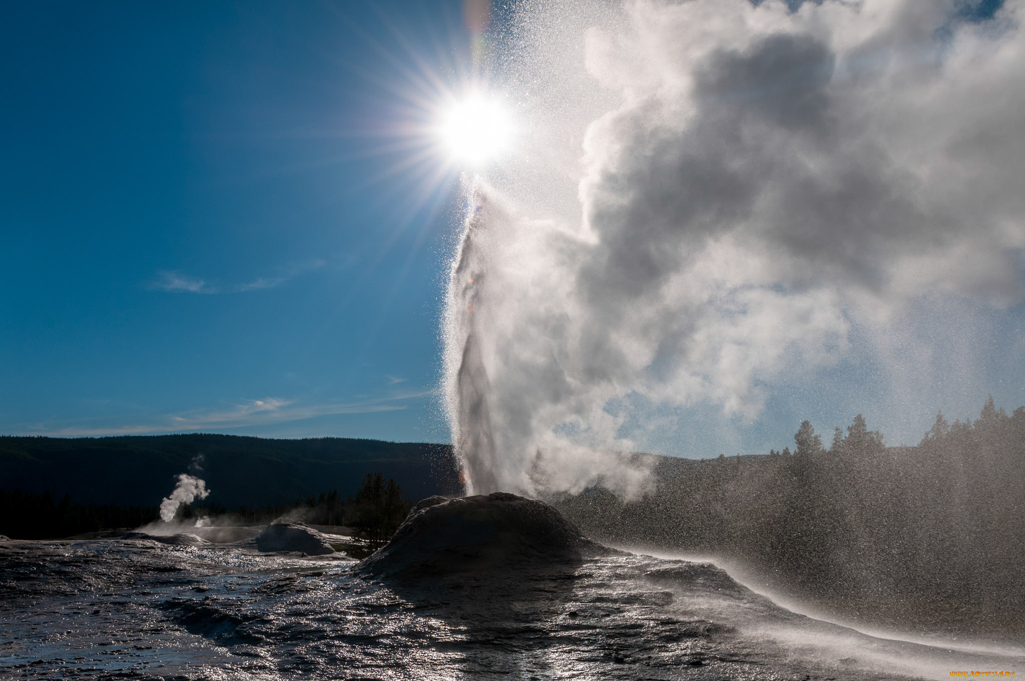 природа, стихия, гейзер, сша, штат, вайоминг