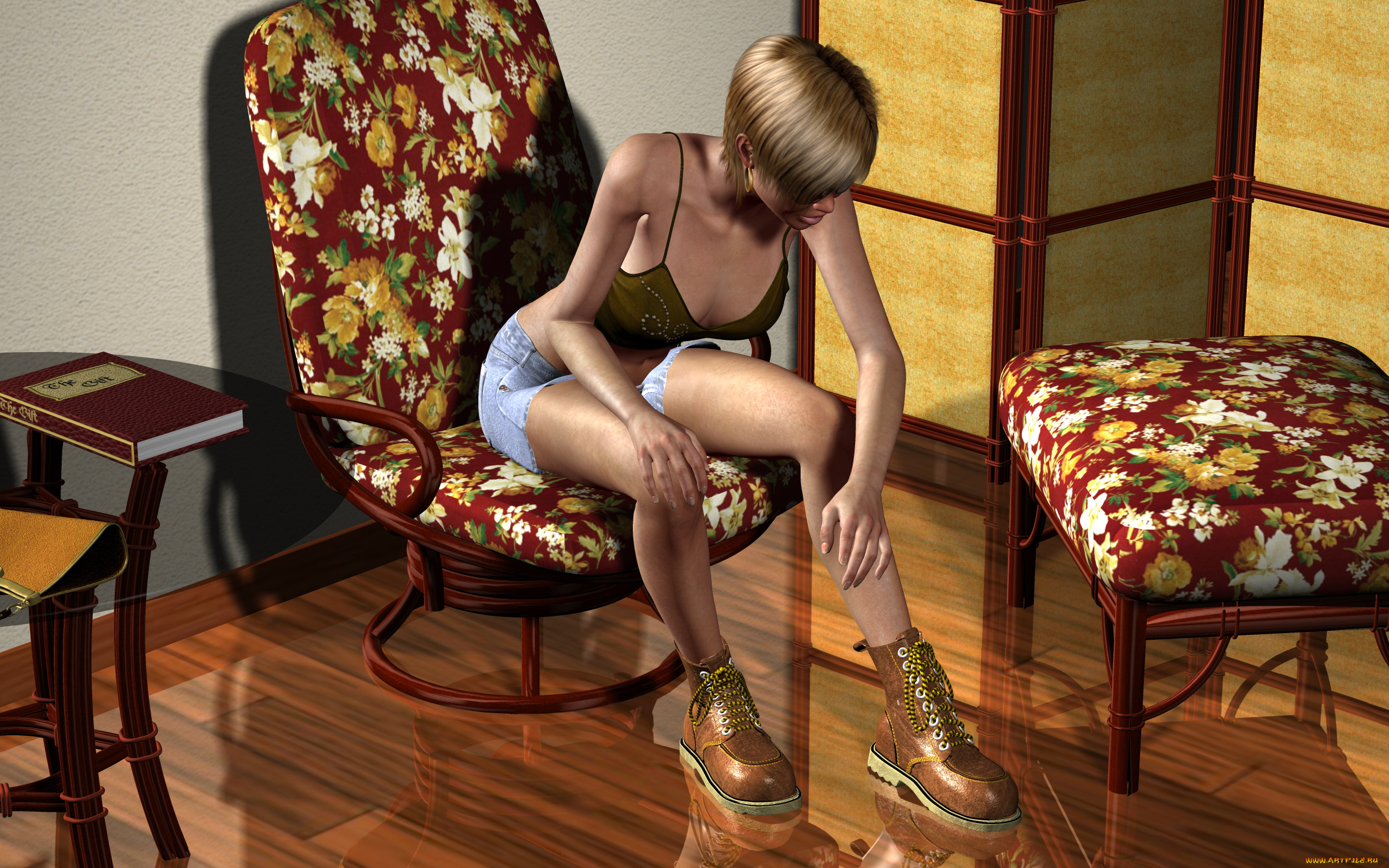 3д, графика, people, люди, девушка, стулья