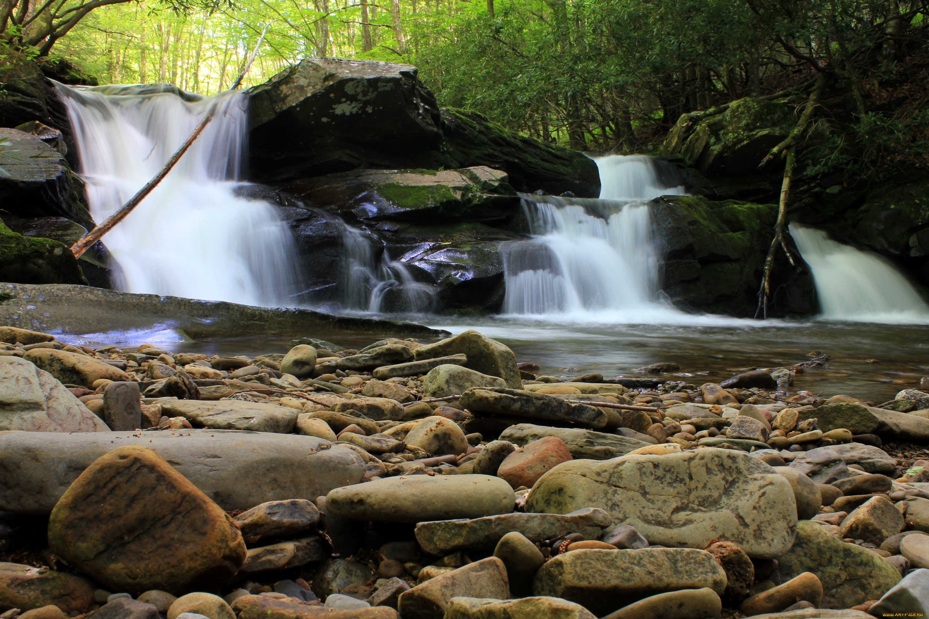 природа, водопады, вода, поток