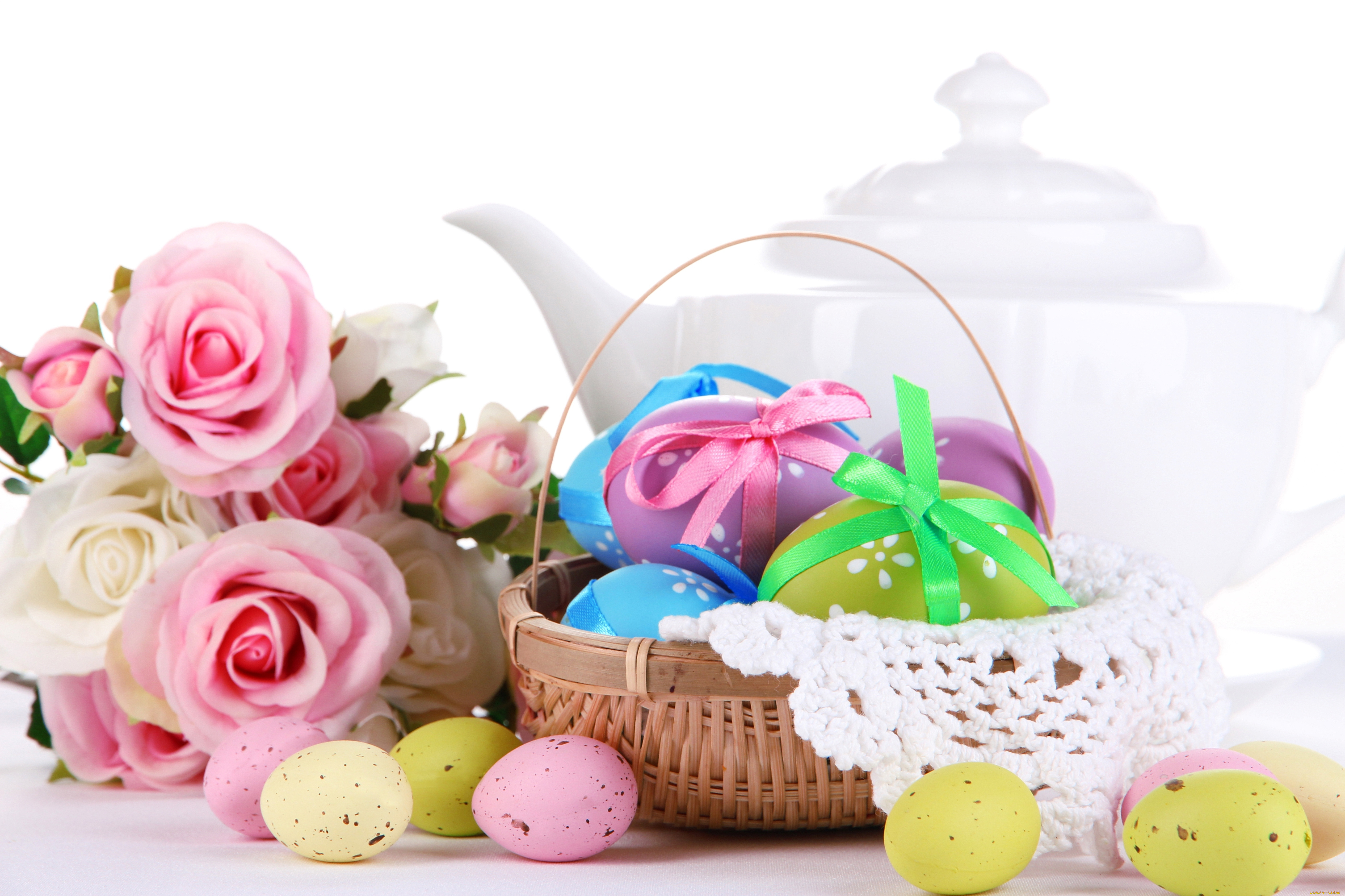 праздничные, пасха, яйца, свечи, цветы