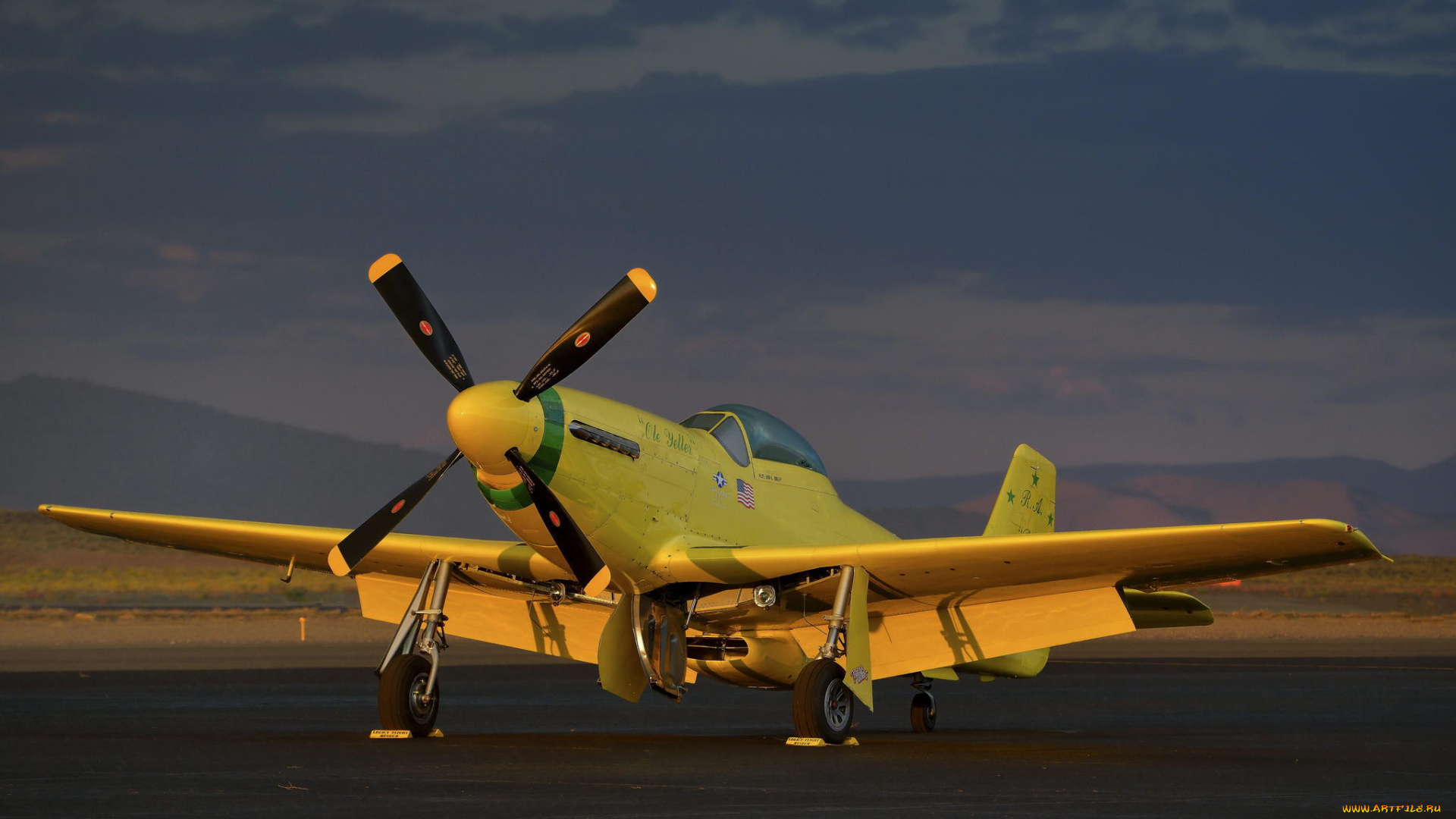 авиация, лёгкие, и, одномоторные, самолёты, желтый, самолет, ole, yeller, warbird, mustang, fighter, p-51