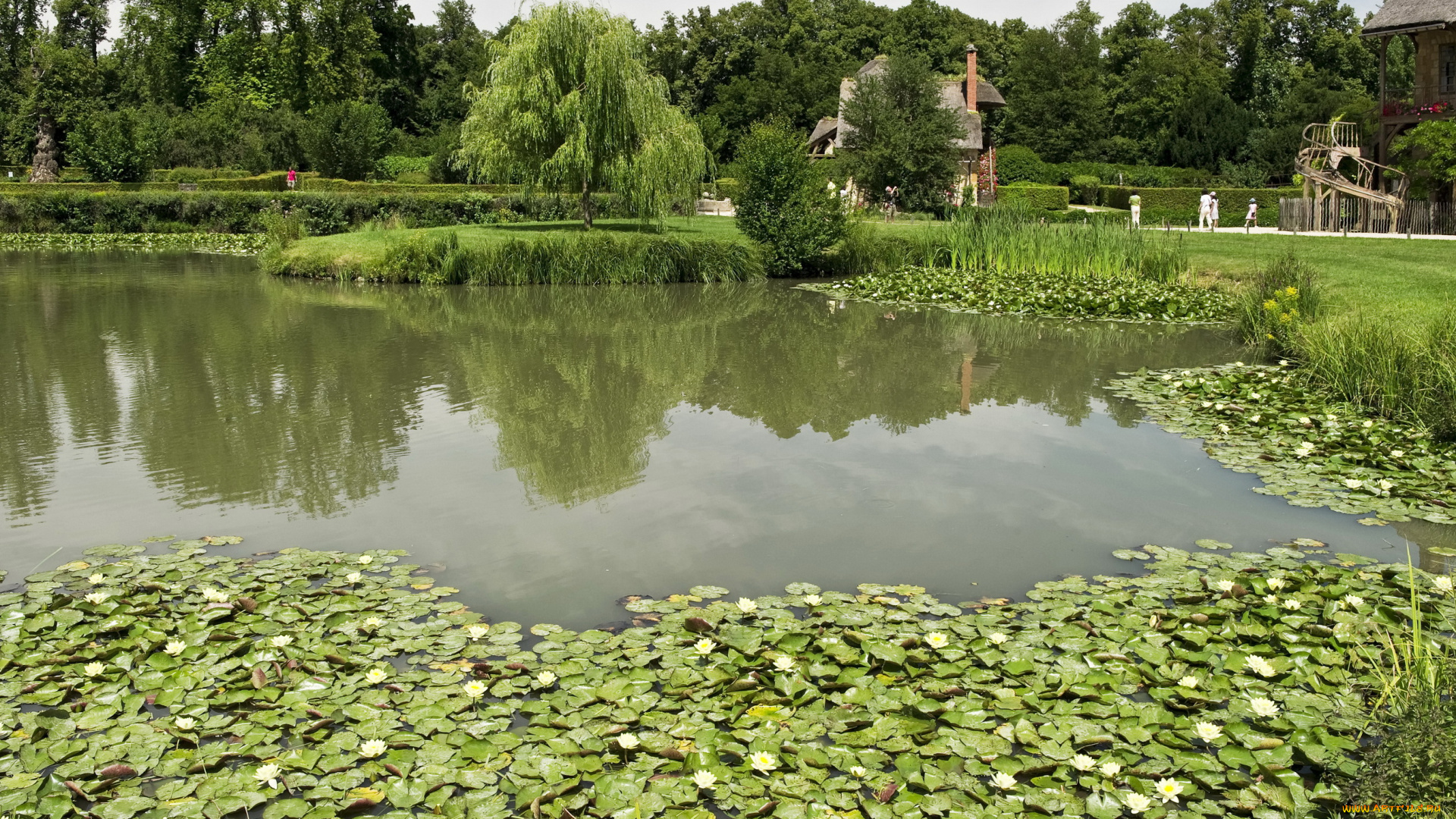 деревня, королевы, марии-антуанетты, , франция, природа, реки, озера, пруд, деревня, франция, парк