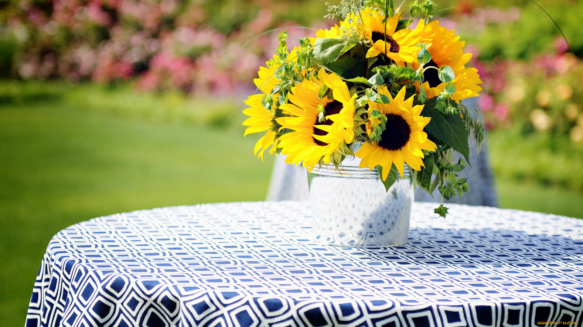 цветы, подсолнухи, летний, букет