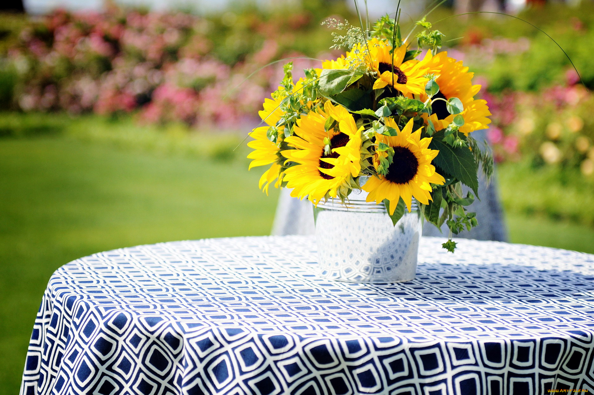 цветы, подсолнухи, летний, букет