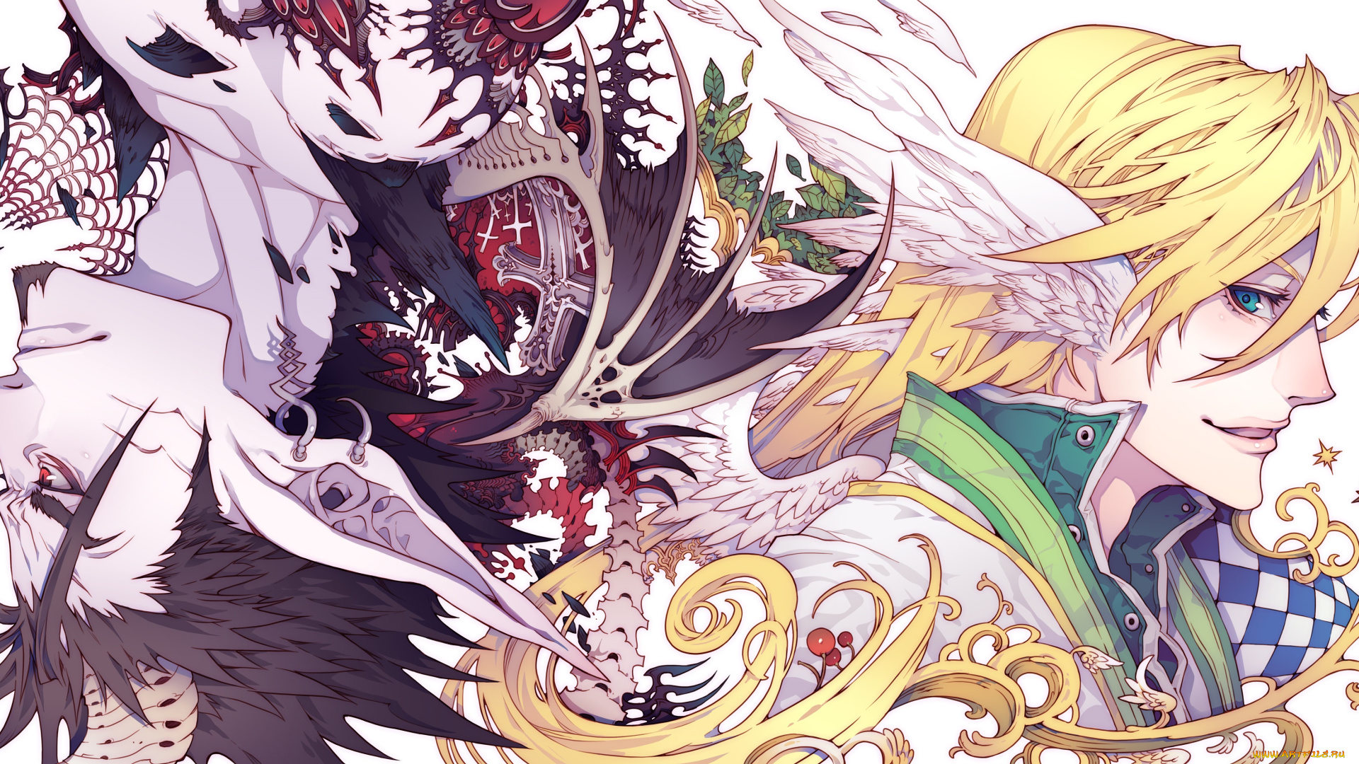 аниме, ангелы, , демоны, парни, существа