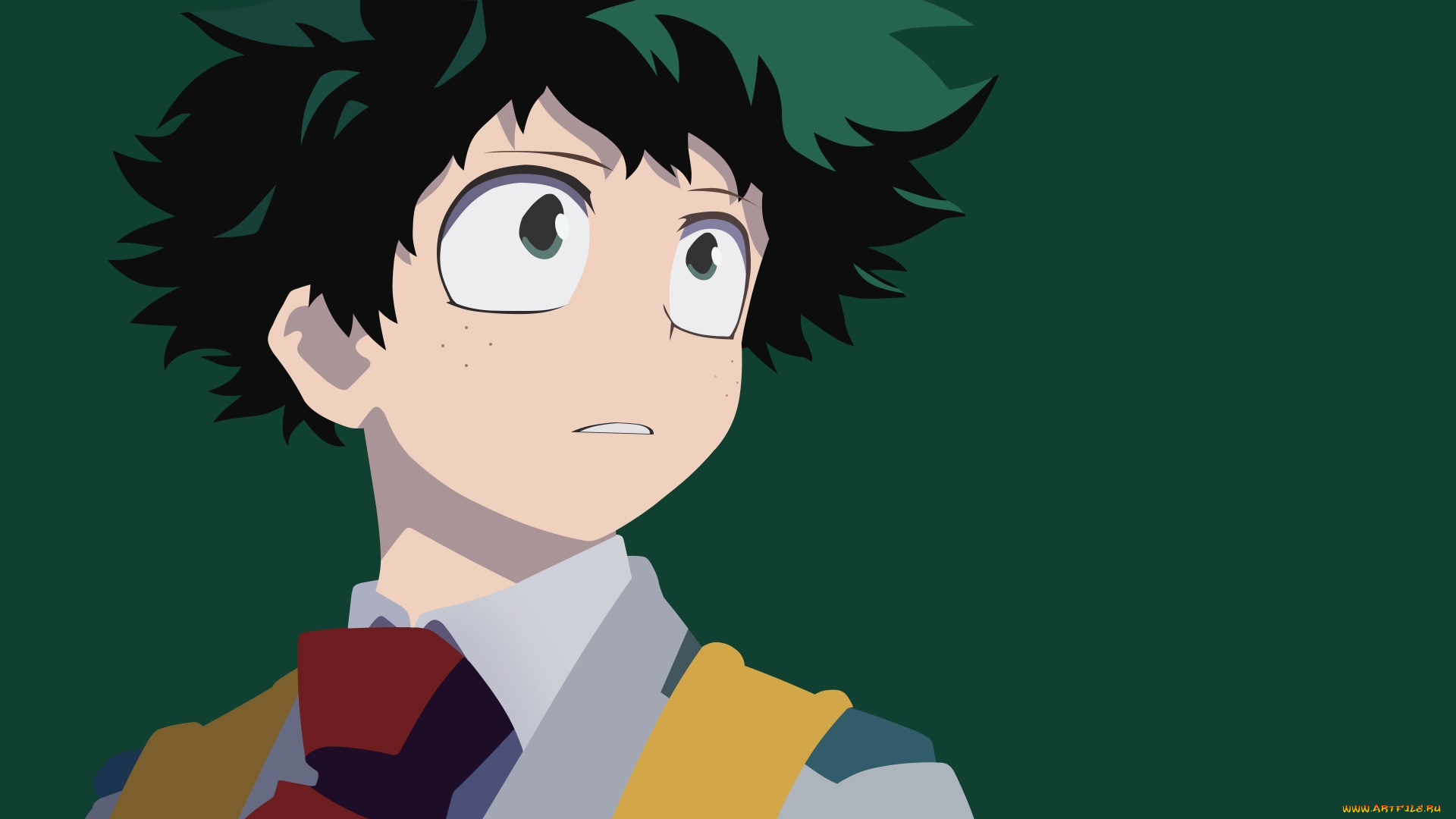 аниме, boku, no, hero, academia, фон, взгляд, парень