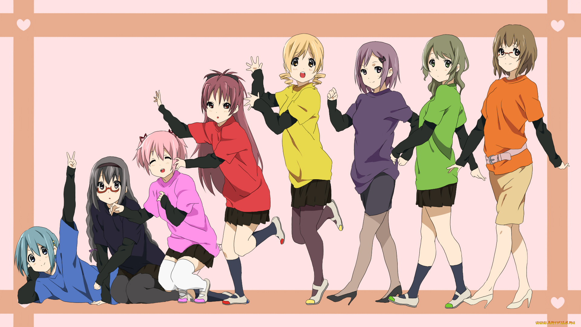 аниме, k-on, фон, взгляд, девушки