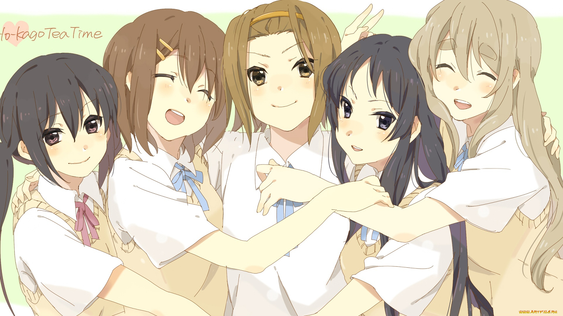 аниме, k-on, фон, взгляд, девушки
