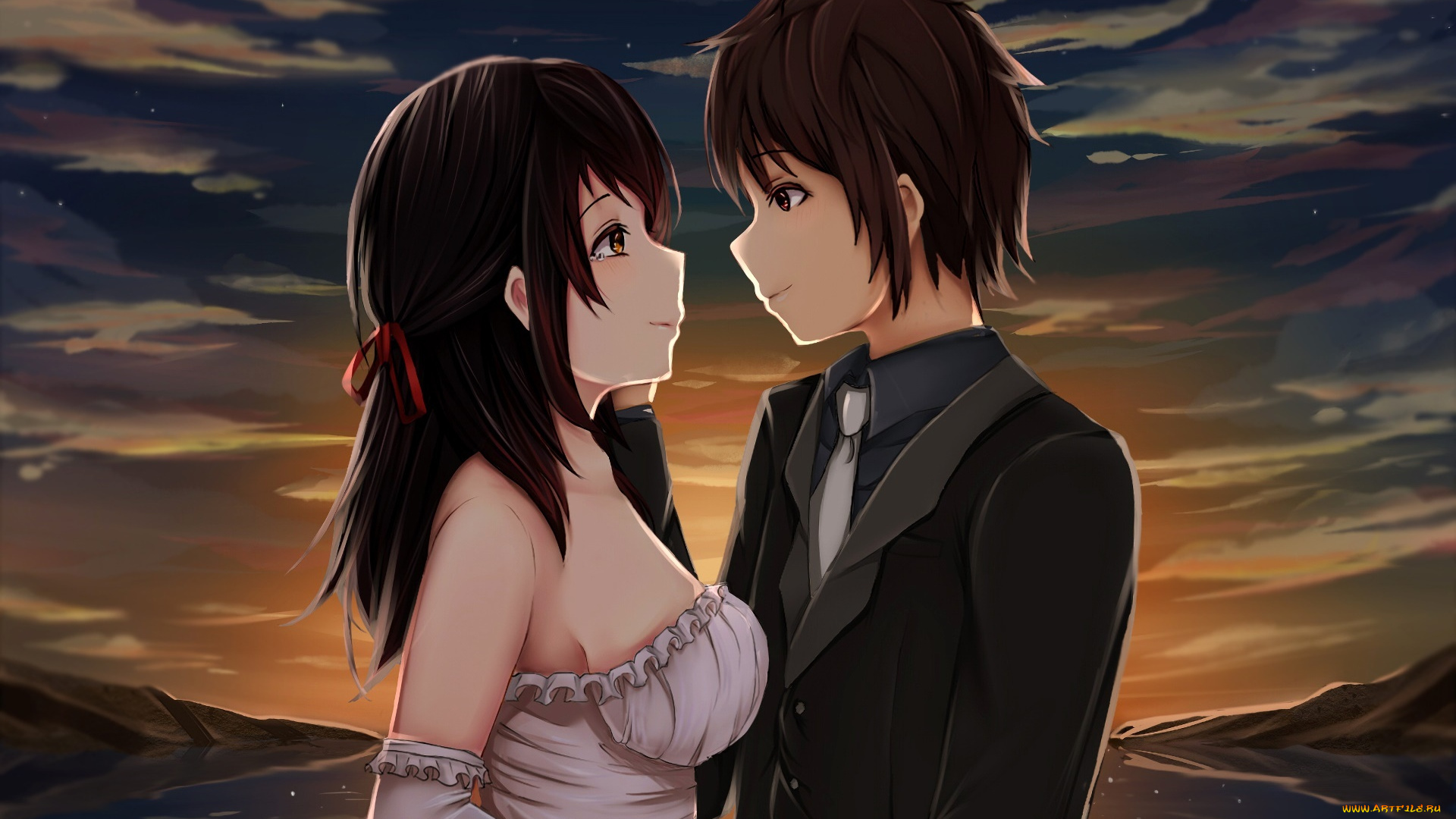 аниме, kimi, no, na, wa, взгляд, парень, фон, девушка