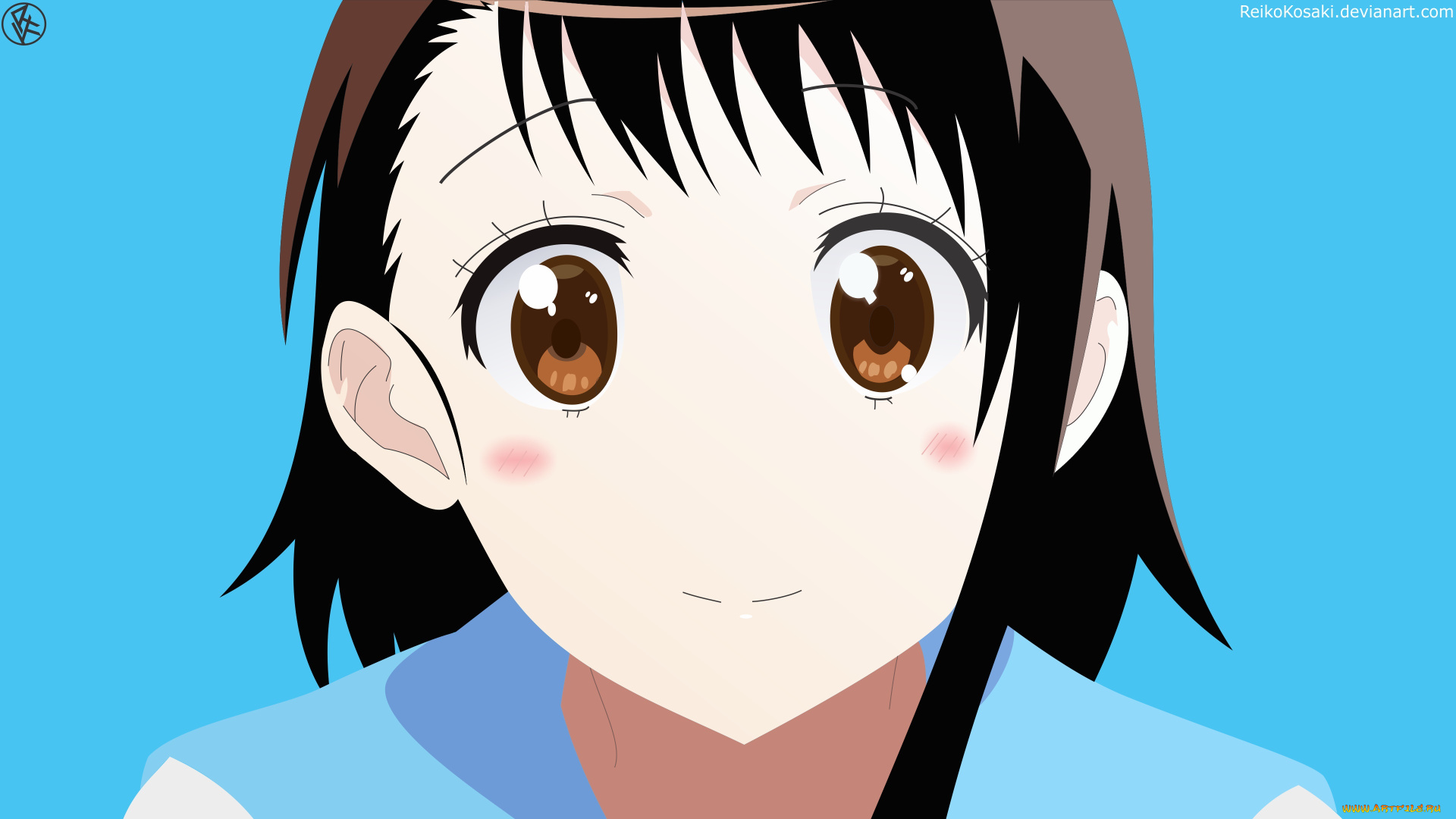аниме, nisekoi, девушка, взгляд, фон