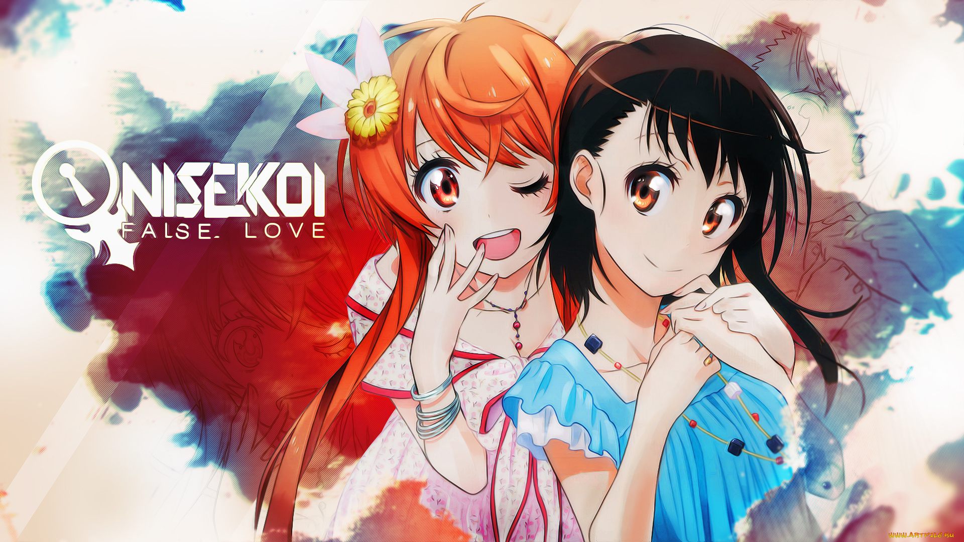 аниме, nisekoi, фон, взгляд, девушка