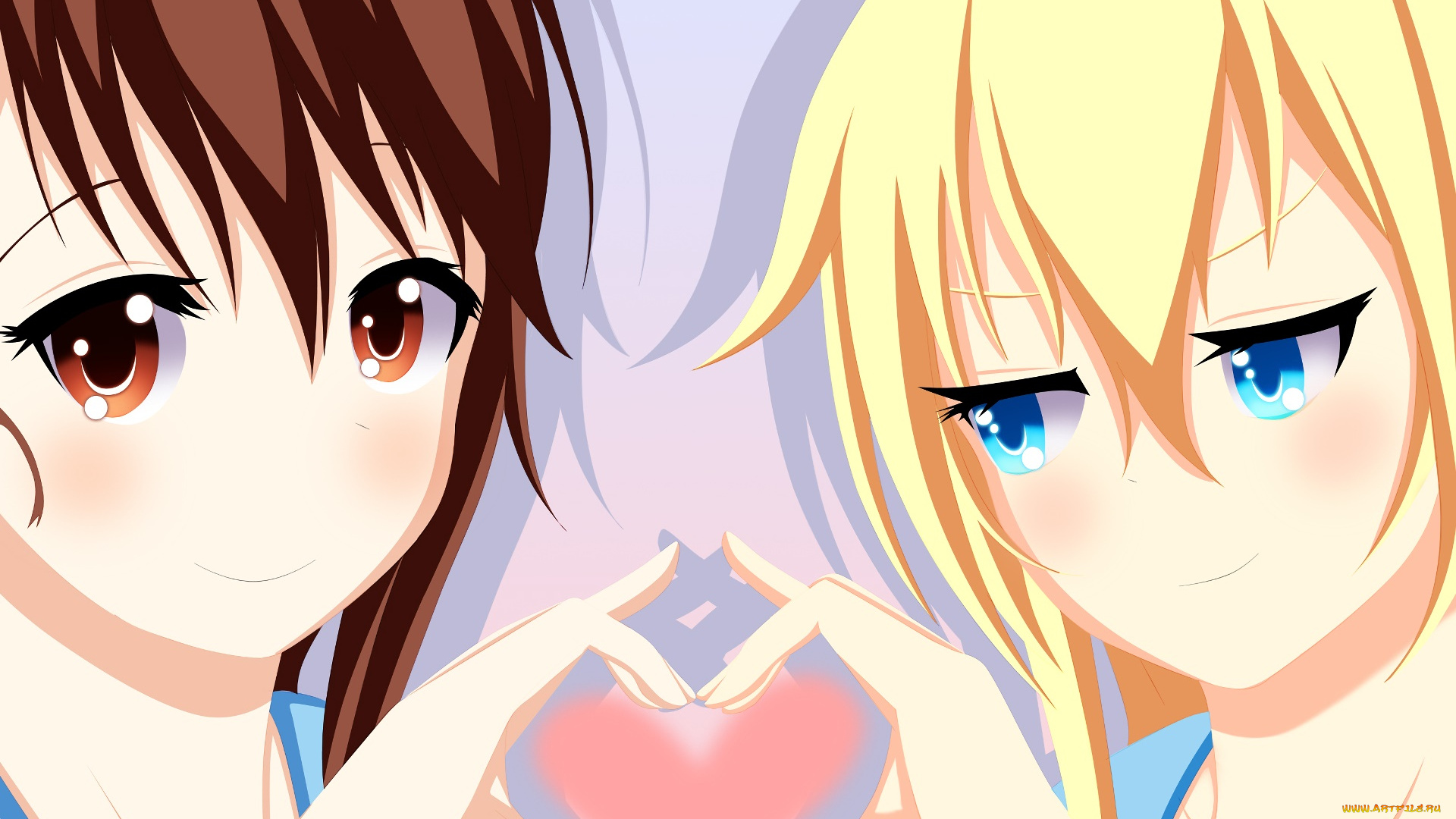 аниме, nisekoi, фон, взгляд, девушки