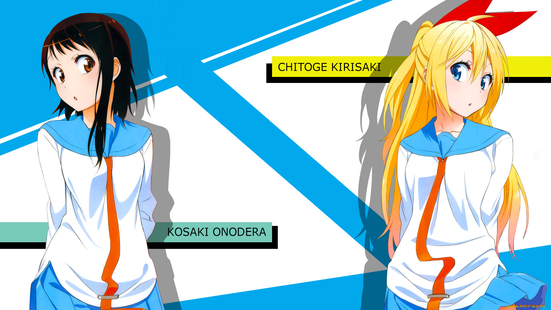 аниме, nisekoi, фон, взгляд, девушки