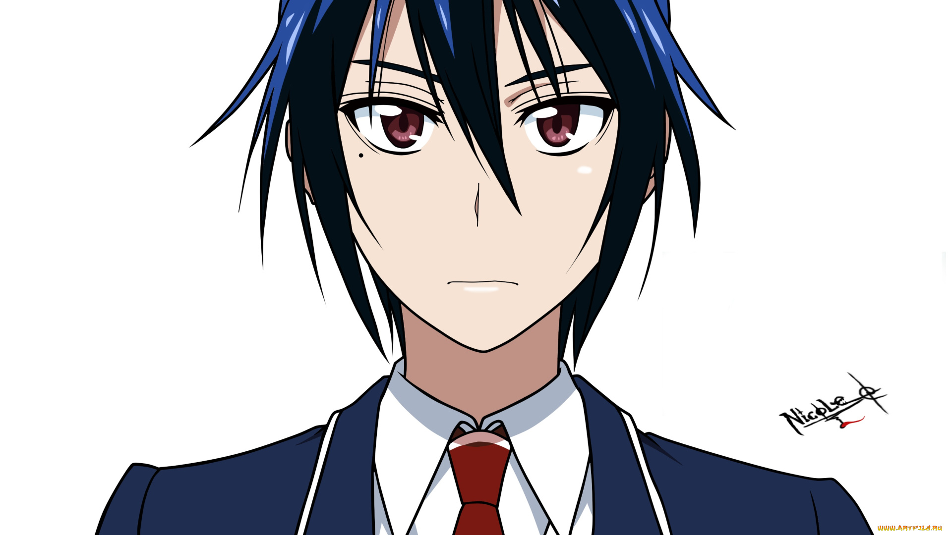 аниме, nisekoi, фон, взгляд, парень