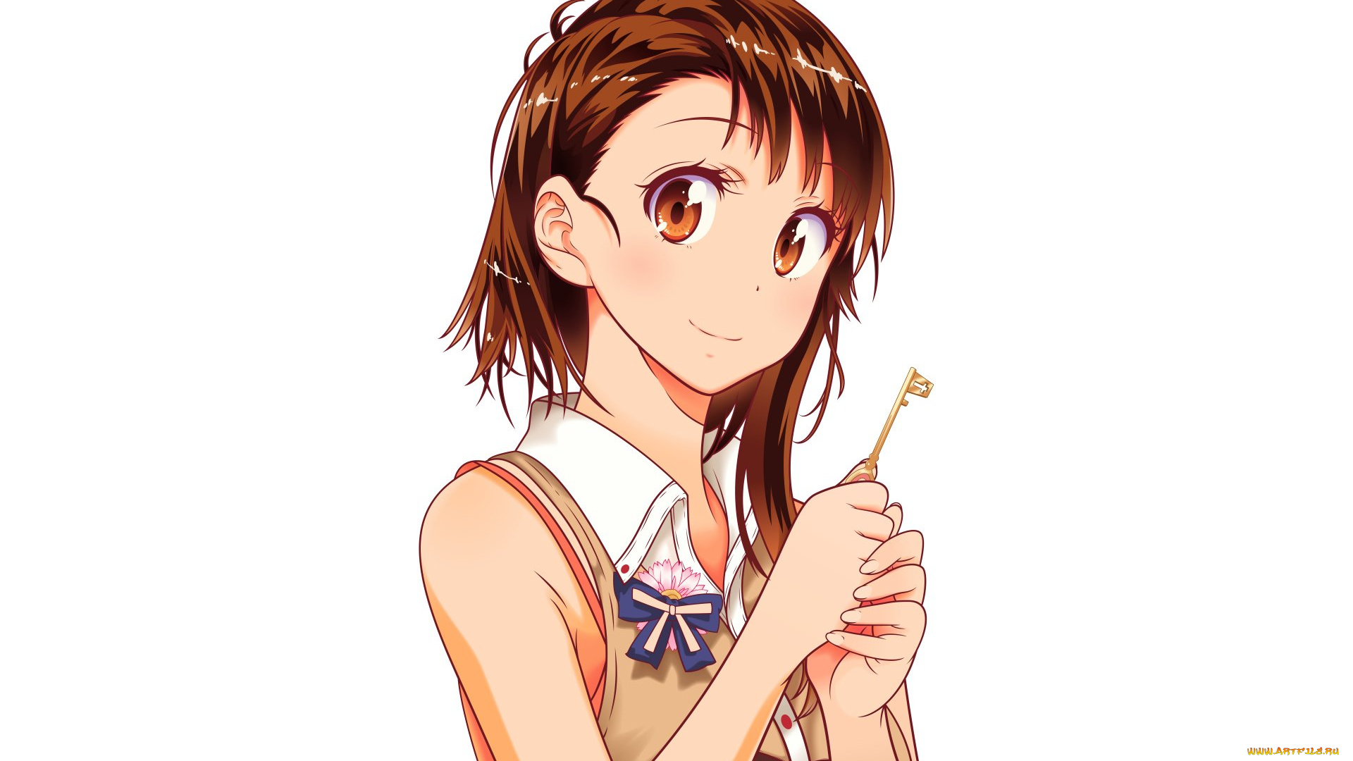 аниме, nisekoi, взгляд, девушка, фон