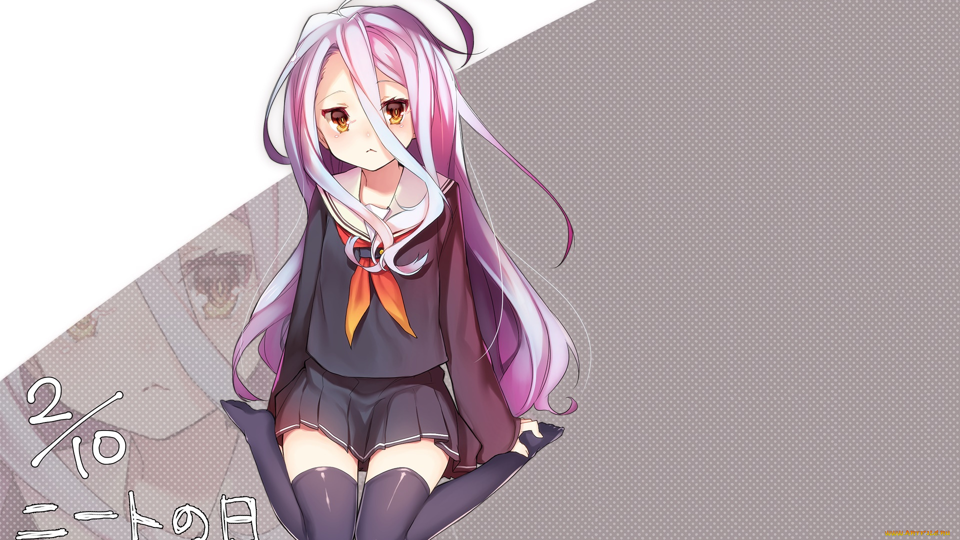 аниме, no, game, no, life, девушка, взгляд, фон