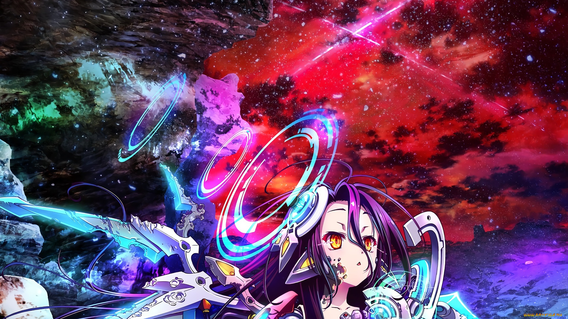 аниме, no, game, no, life, фон, взгляд, девушка