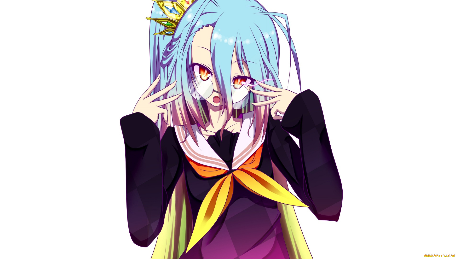 аниме, no, game, no, life, фон, взгляд, девушка