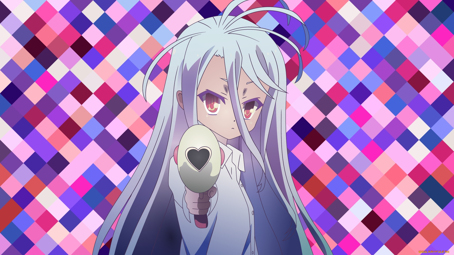 аниме, no, game, no, life, фон, взгляд, девушка