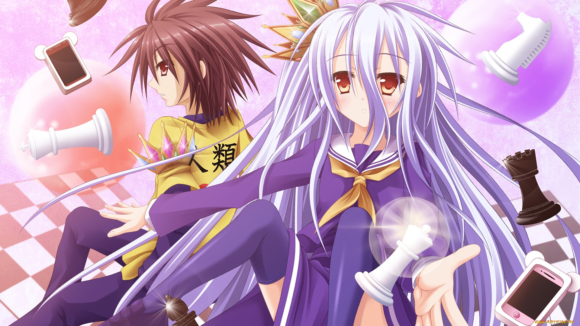 аниме, no, game, no, life, фон, взгляд, девушка