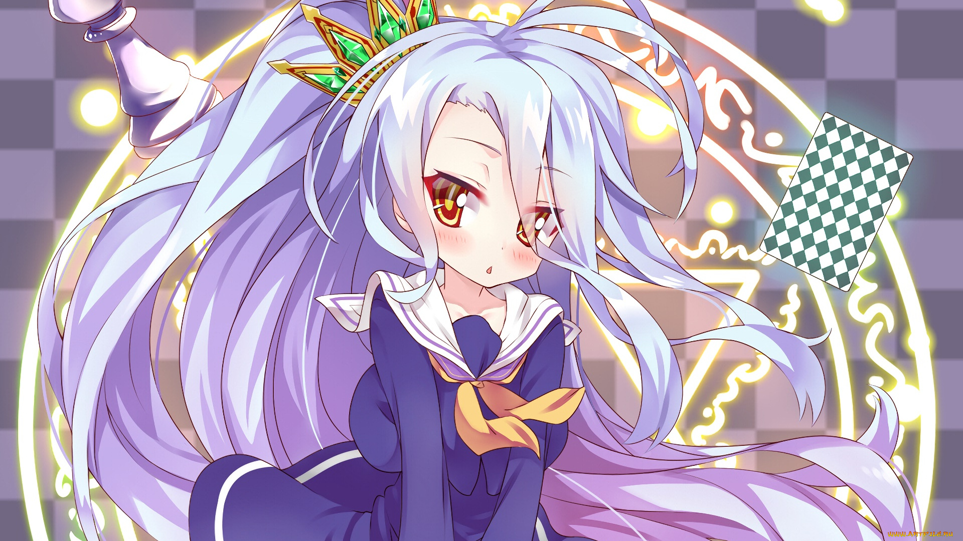 аниме, no, game, no, life, фон, взгляд, девушка